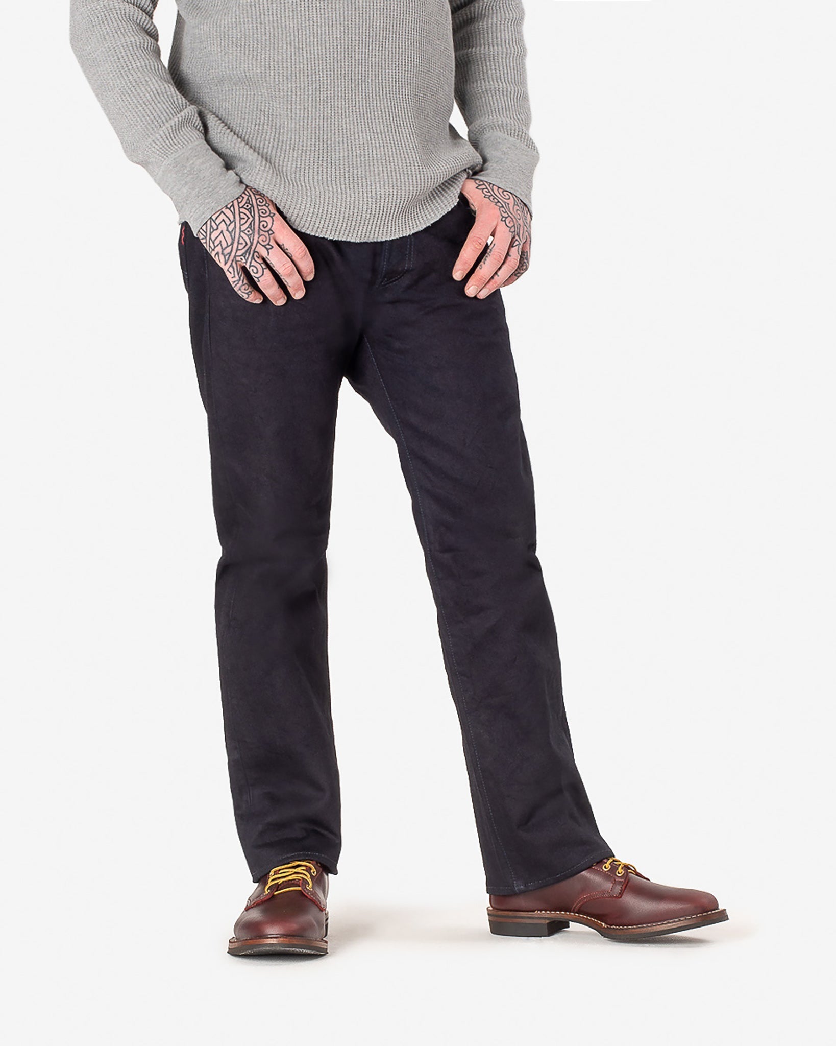 IH-634S-142ib 14oz Selvedge Straight Cut - INDIGO/BLACK