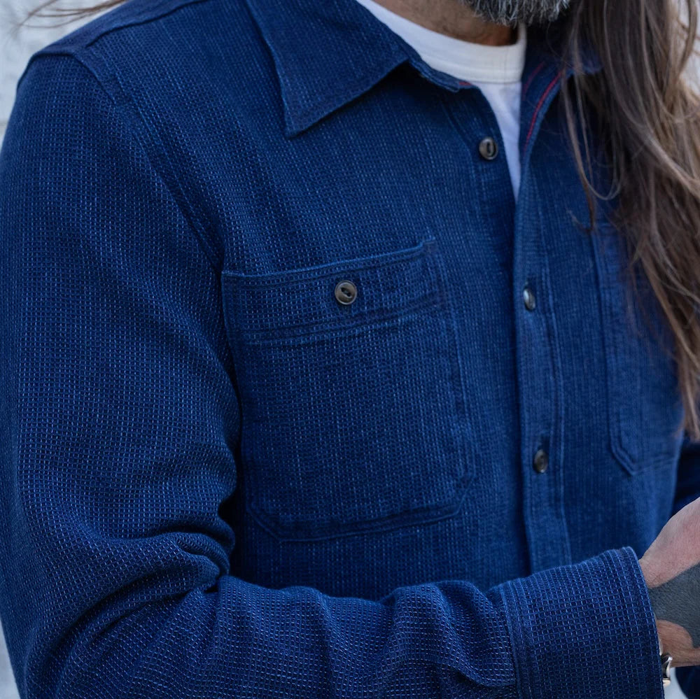 IHSH-96 Waffle Work Shirt - INDIGO