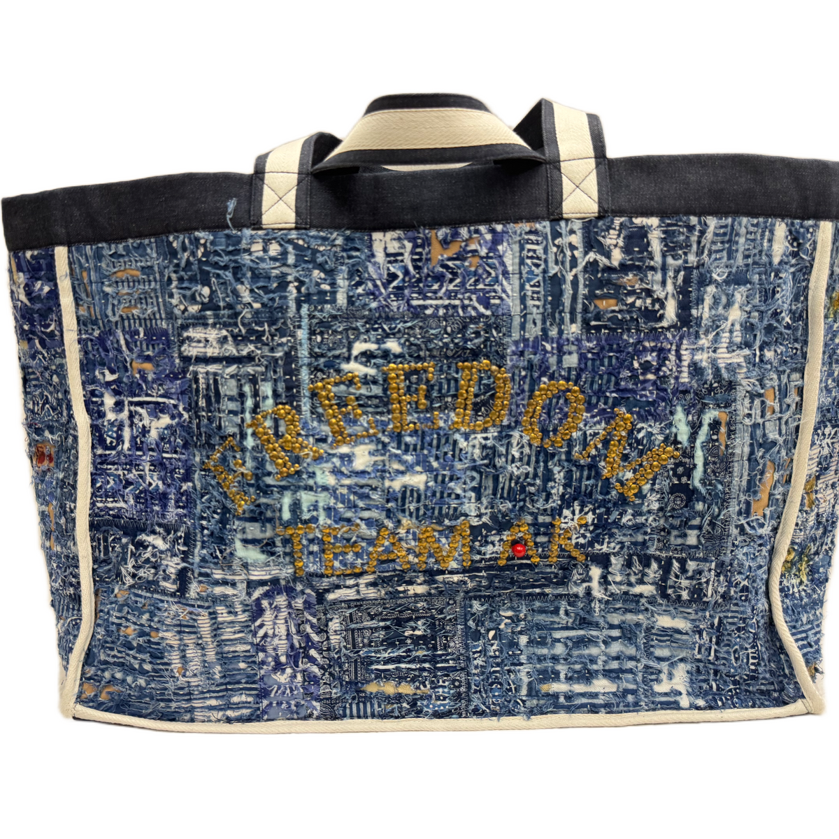 AK/PR/LOT3/ACC/035 The XXL Denim All-Over Distressed Boro Tote - BLUE