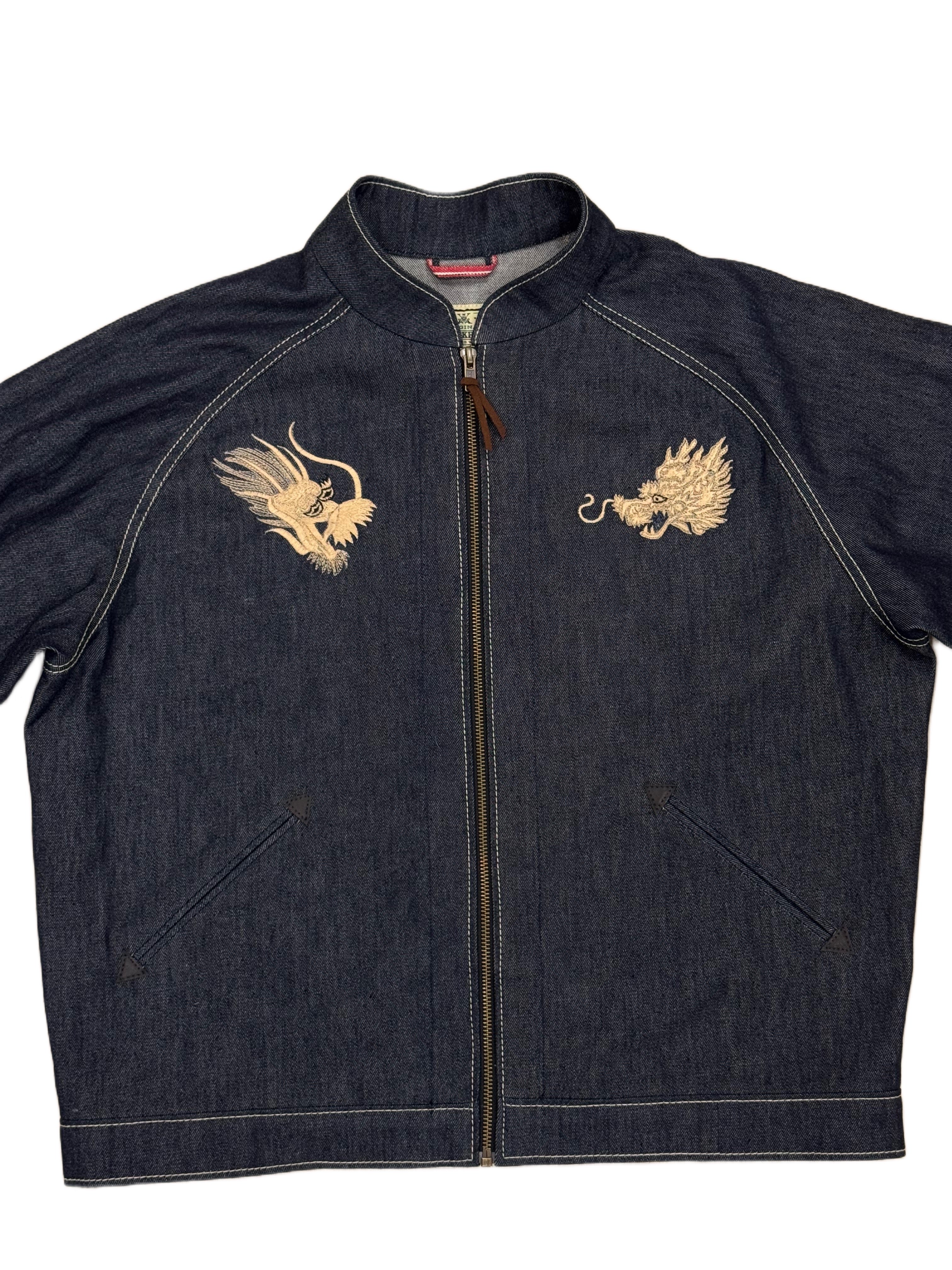 AK/PR/LOT3/JKT/053 AK OG Golden Dragon Denim Souvenir Jacket  - INDIGO