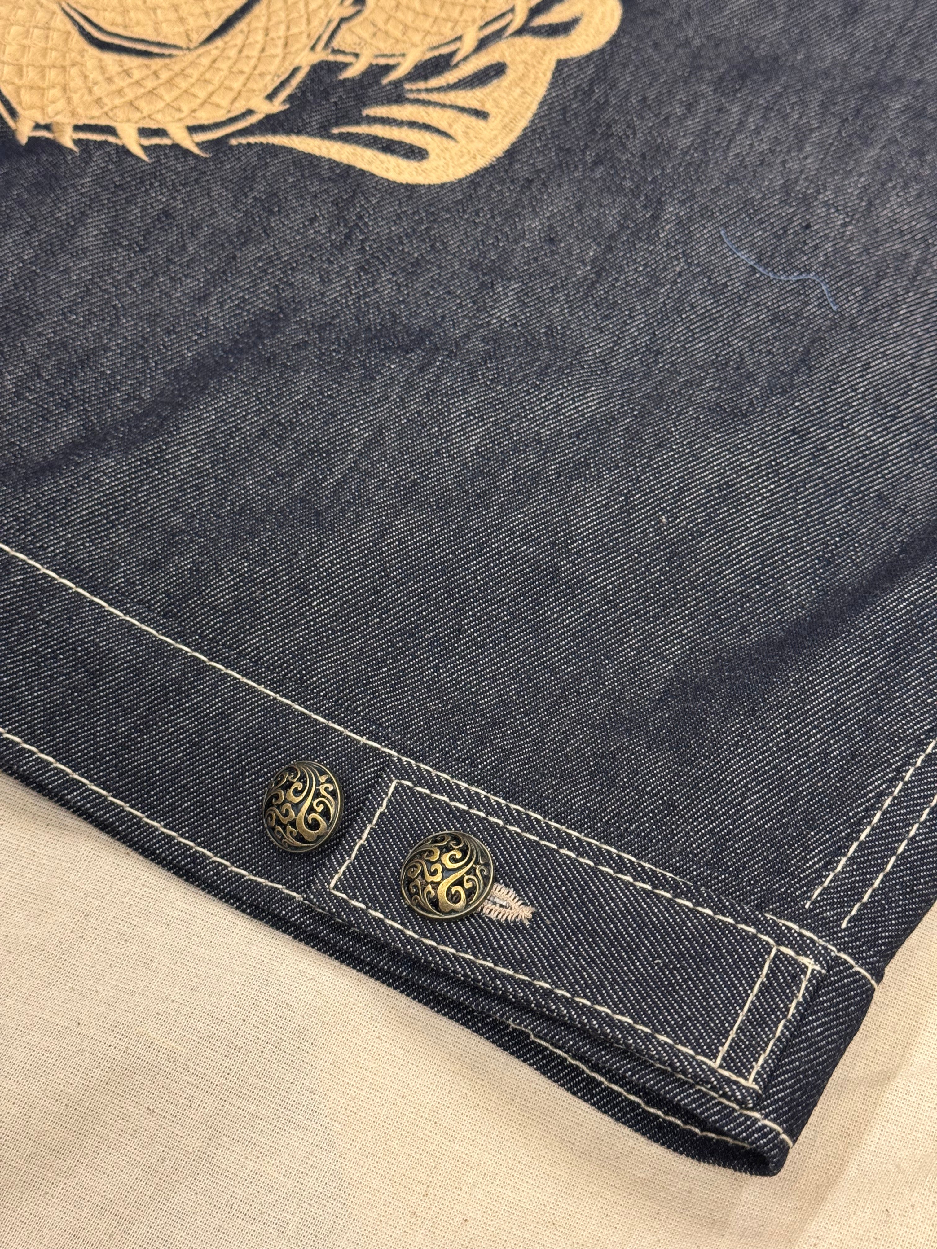 AK/PR/LOT3/JKT/053 AK OG Golden Dragon Denim Souvenir Jacket  - INDIGO