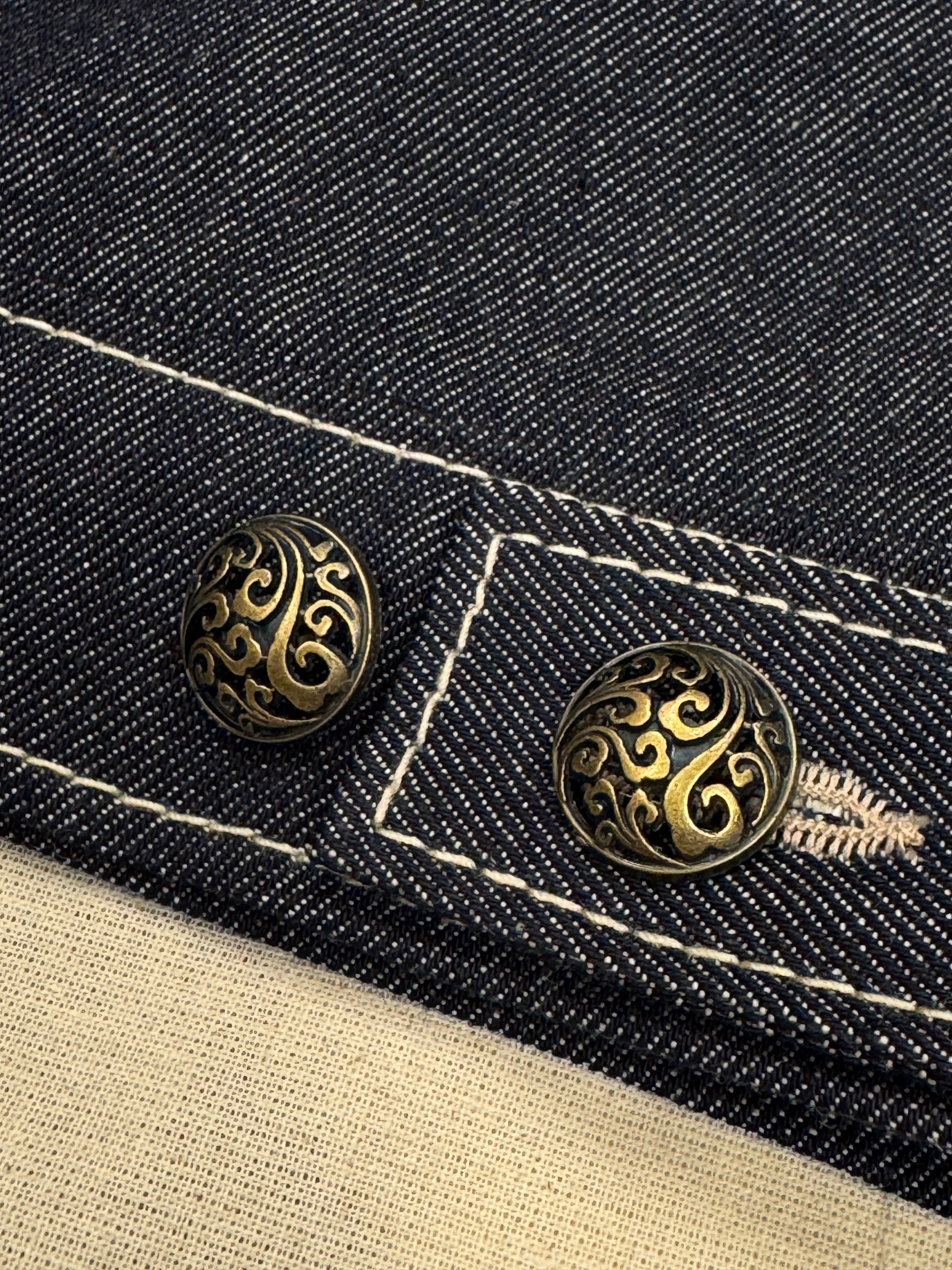 AK/PR/LOT3/JKT/053 AK OG Golden Dragon Denim Souvenir Jacket  - INDIGO