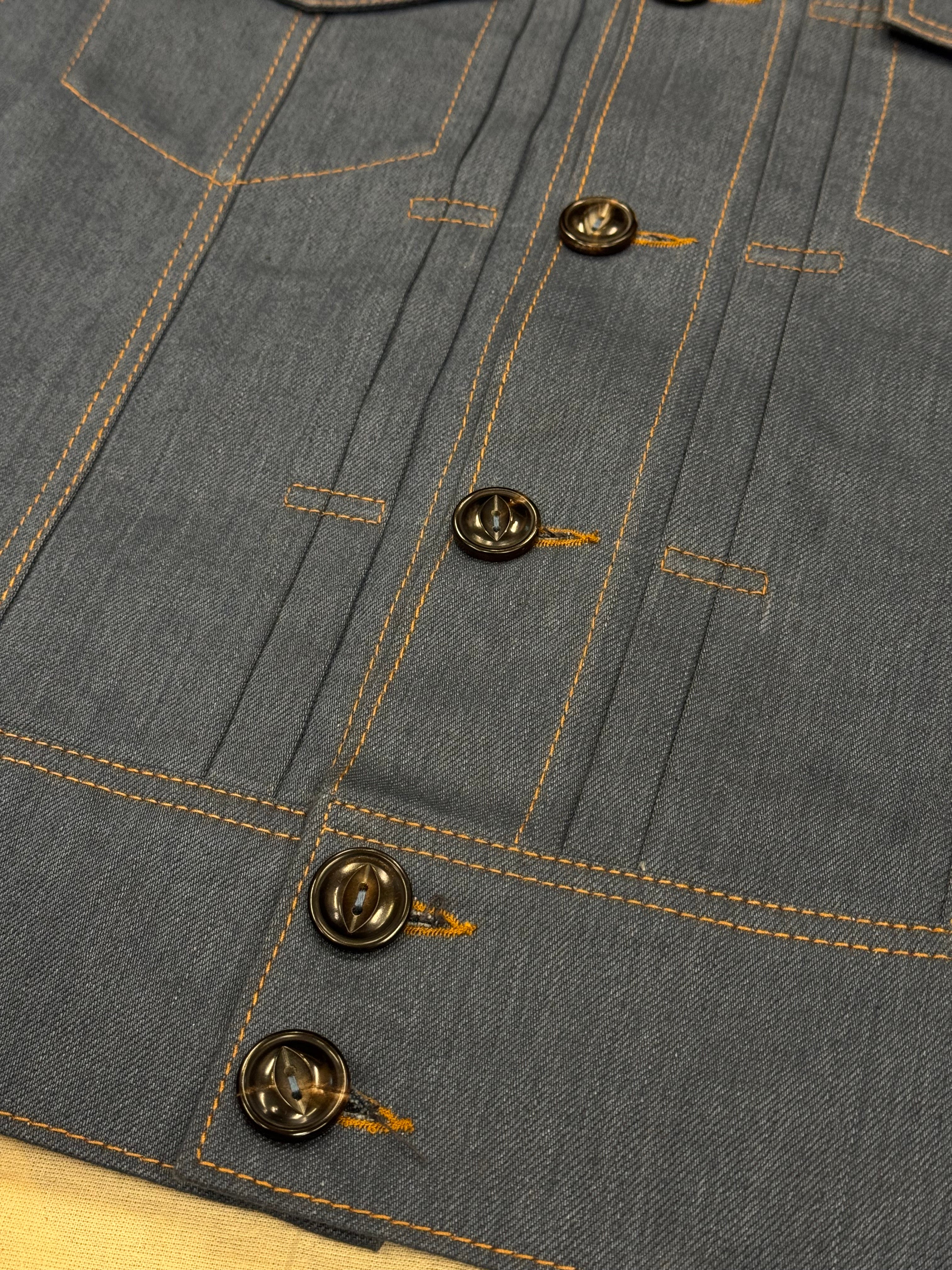 AK/PR/LOT3/JKT/050 Biker Vent Pleated Dragon Bomber Jacket in Japanse Selvedge Denim  - BLUE