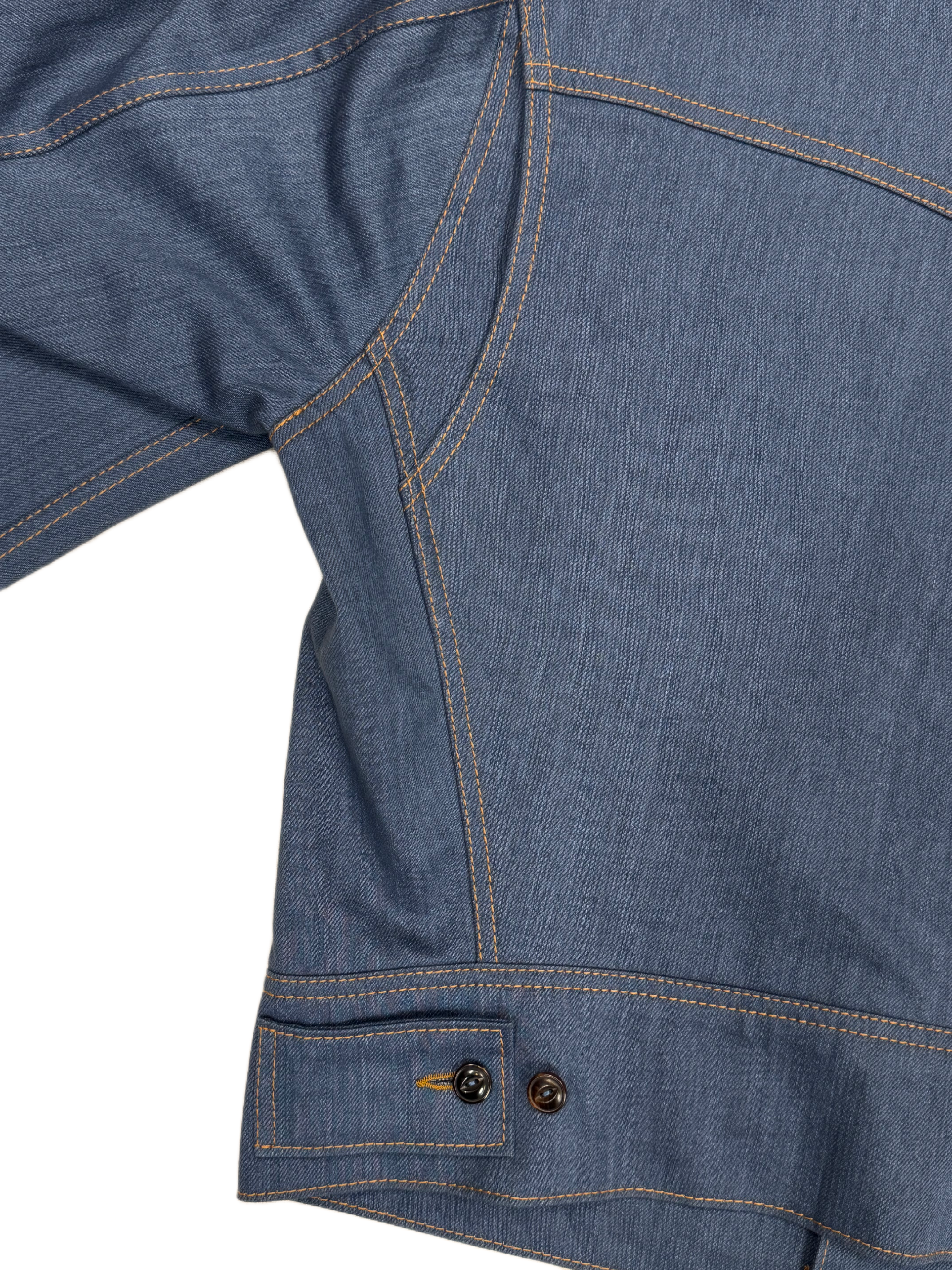 AK/PR/LOT3/JKT/050 Biker Vent Pleated Dragon Bomber Jacket in Japanse Selvedge Denim  - BLUE