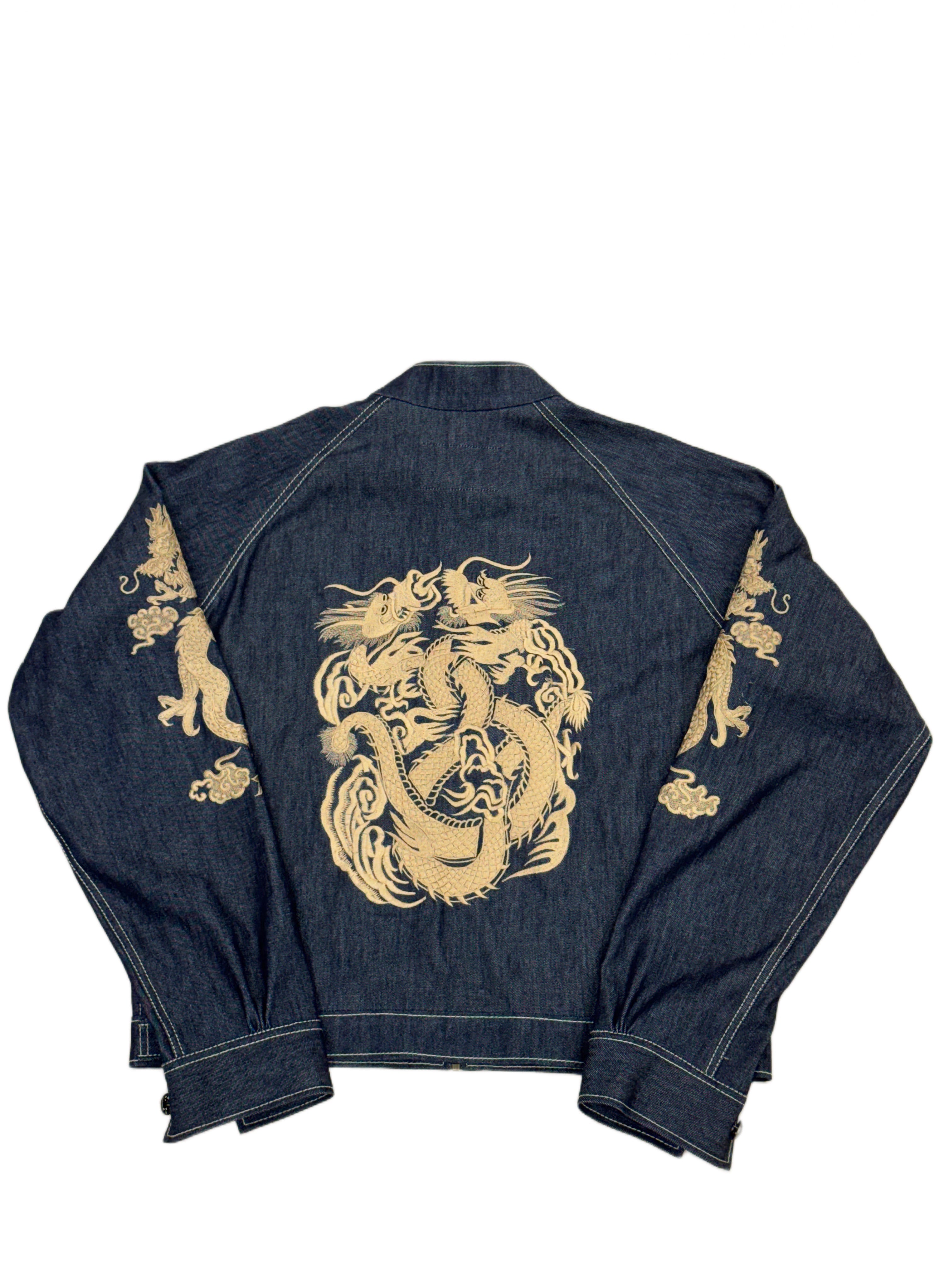 AK/PR/LOT3/JKT/053 AK OG Golden Dragon Denim Souvenir Jacket  - INDIGO