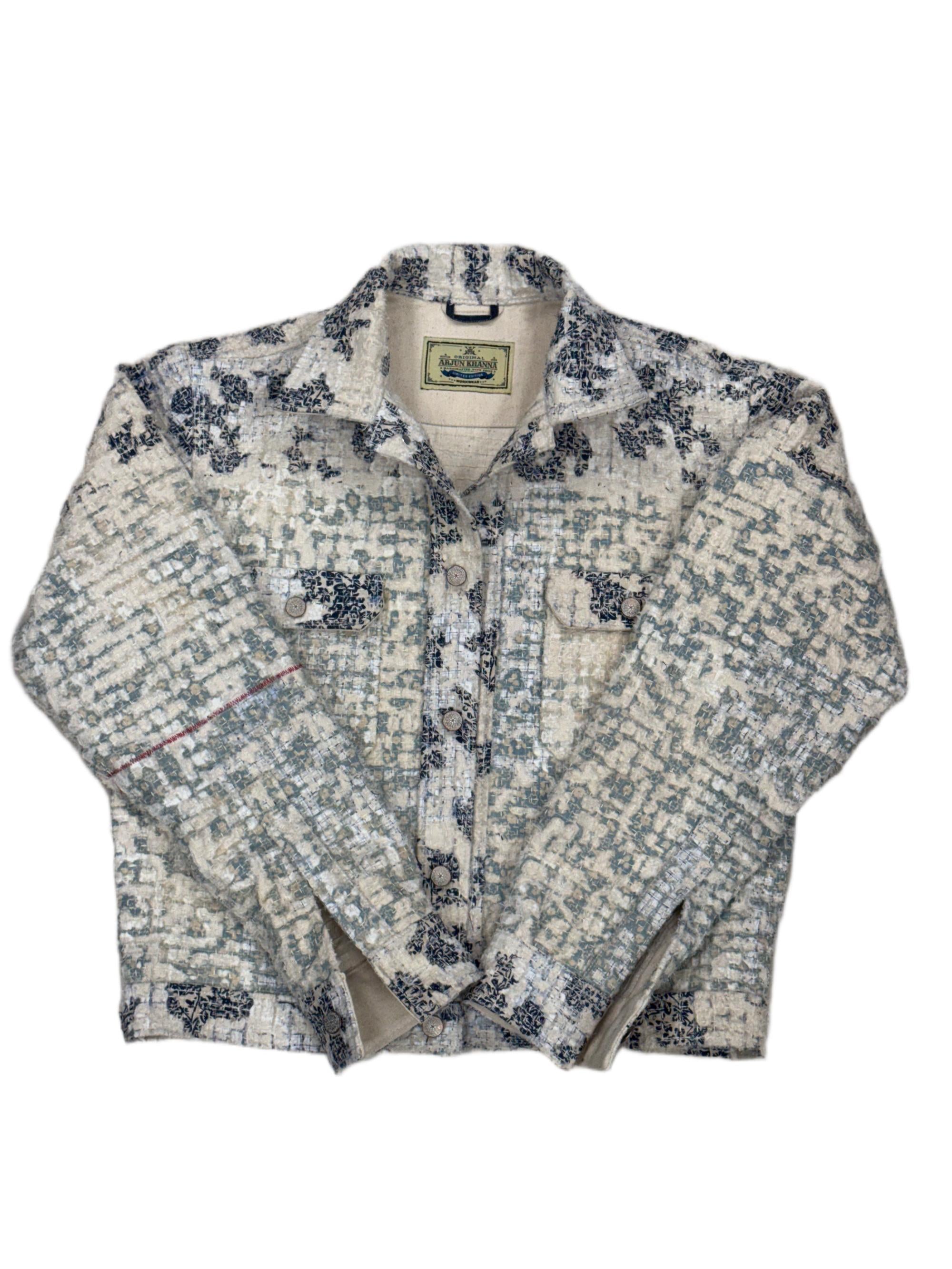 AK/PR/LOT4/JKT/057 White Boro Denim Jacket - WHITE