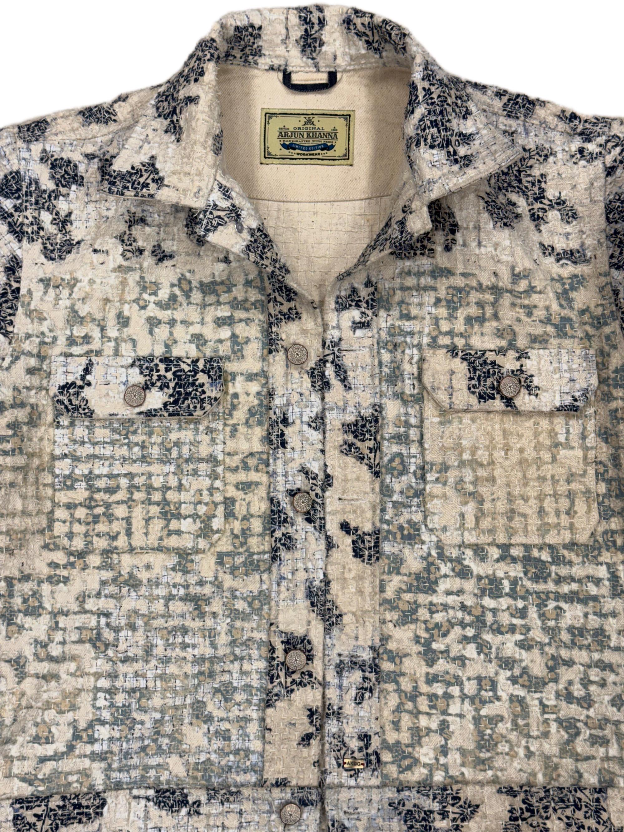 AK/PR/LOT4/JKT/057 White Boro Denim Jacket - WHITE