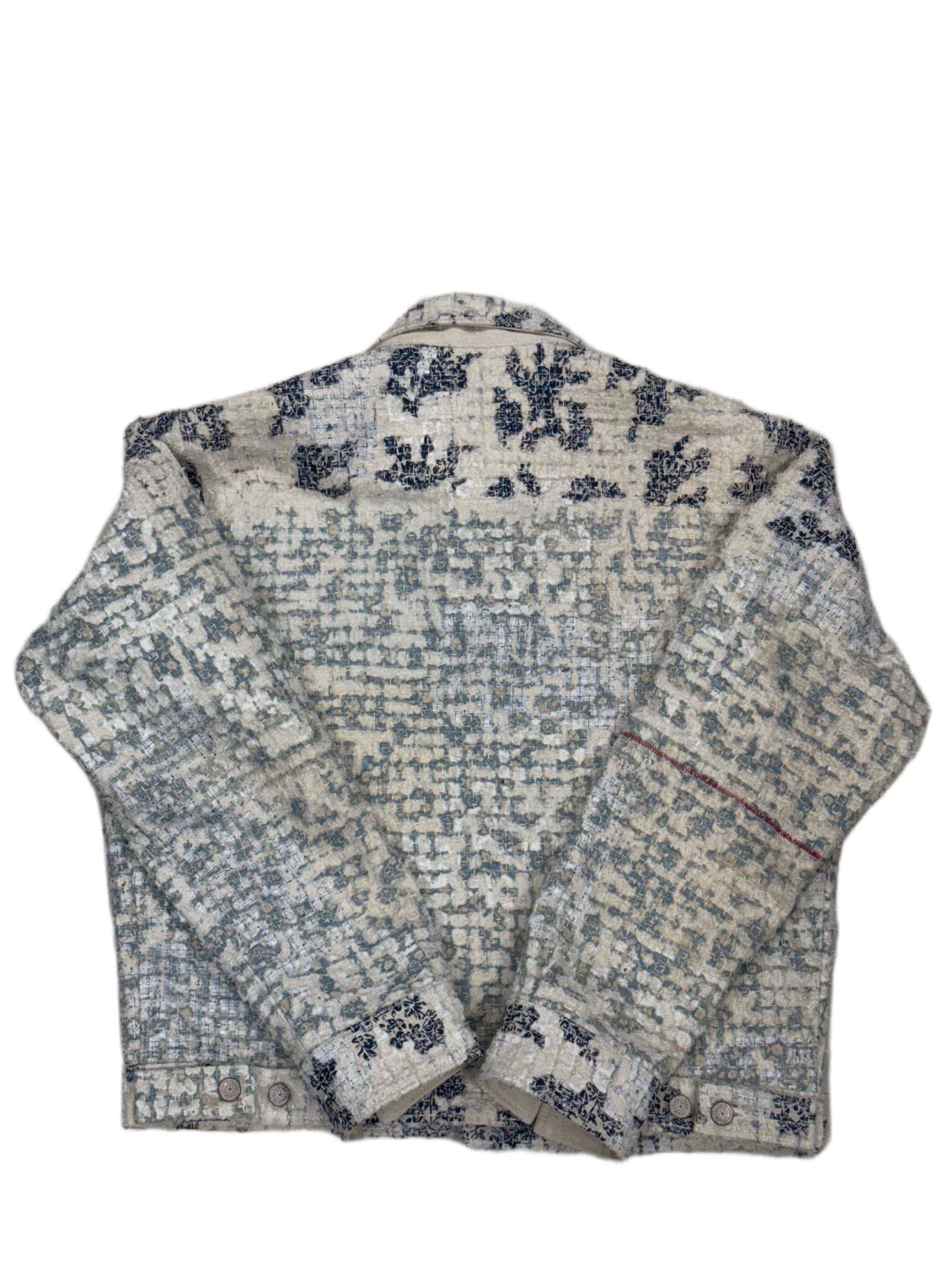 AK/PR/LOT4/JKT/057 White Boro Denim Jacket - WHITE