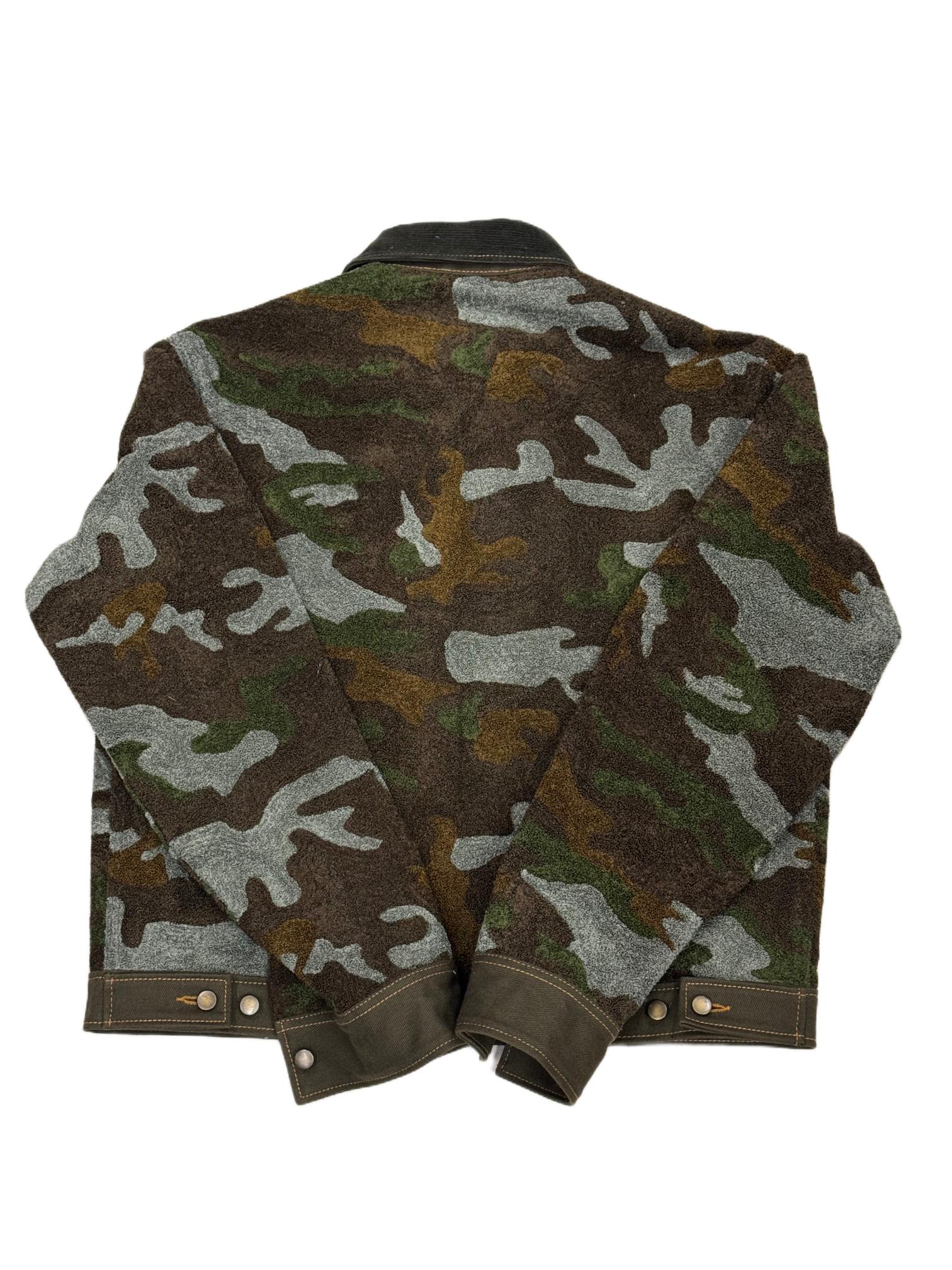 AK/PR/LOT4/JKT/062 Green Hand Chainstitch Embroidered Camo Denim Jacket - GREEN