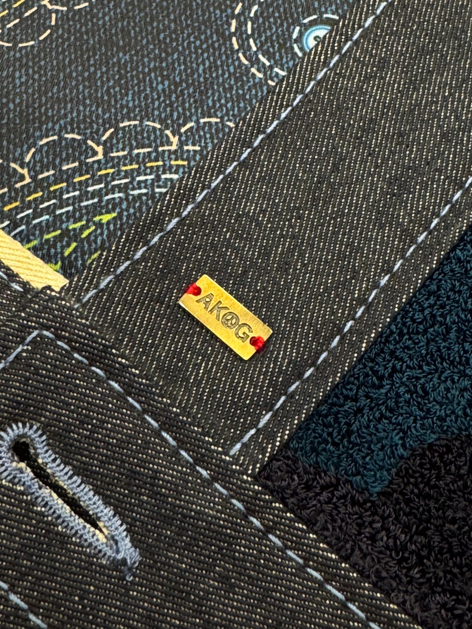 AK/PR/LOT4/JKT/061 Blue Hand Chainstitch Embroidered Camo Denim Jacket - BLUE