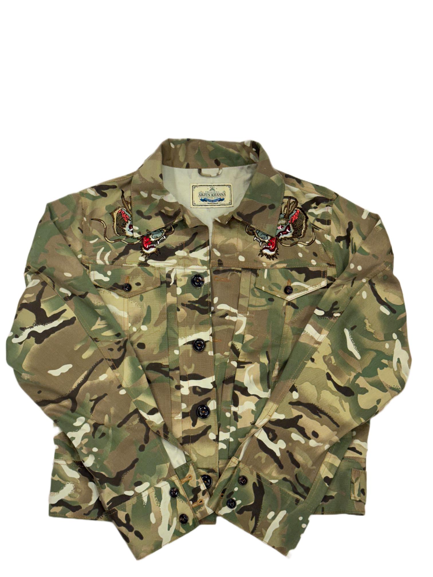 AK/PR/LOT4/JKT/064 Biker Vent Pleated Dragon Bomber Jakcet - GREEN-CAMO