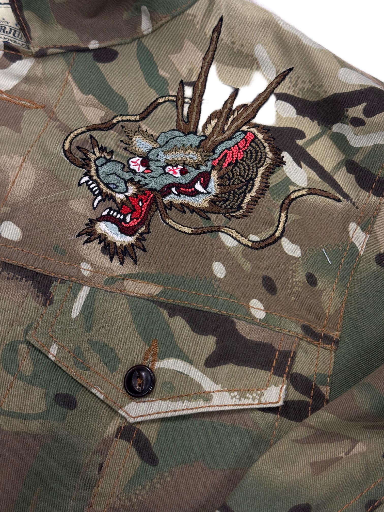 AK/PR/LOT4/JKT/064 Biker Vent Pleated Dragon Bomber Jakcet - GREEN-CAMO