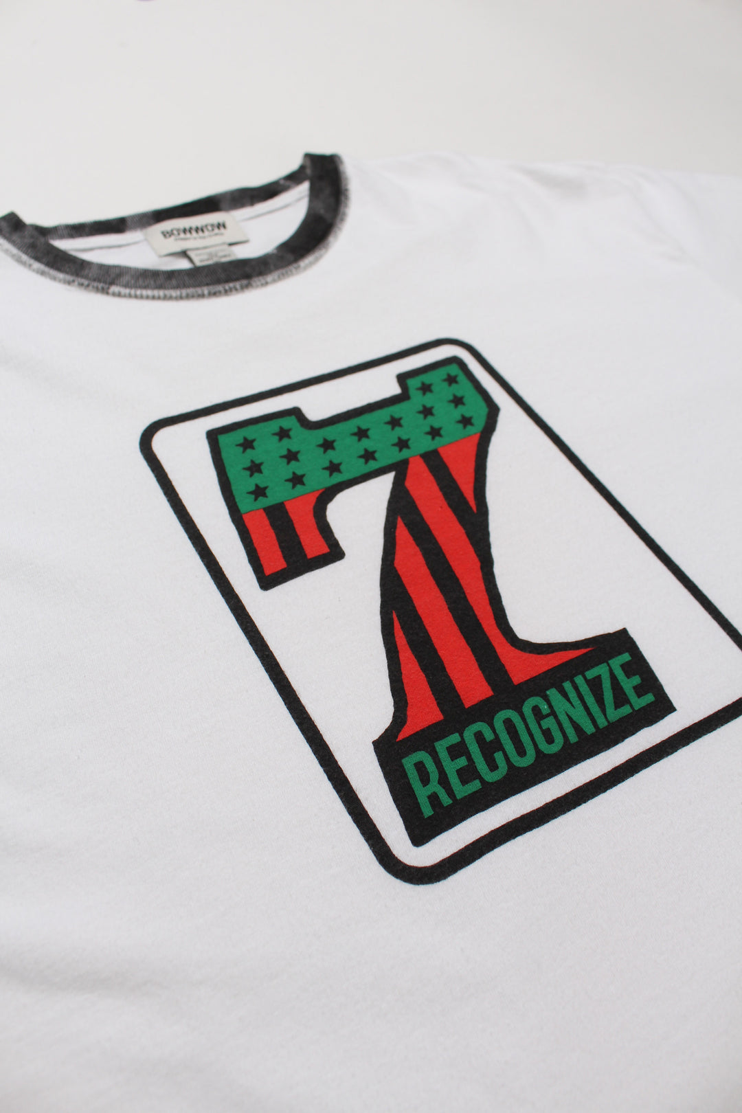 #7 VINYL TRIM TEE - WHITExBLACK