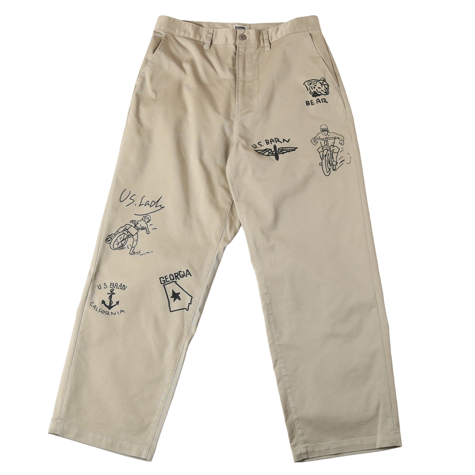 BR-25442 AUTHENTIC T/C CHINO PRINT PANTS - BEIGE