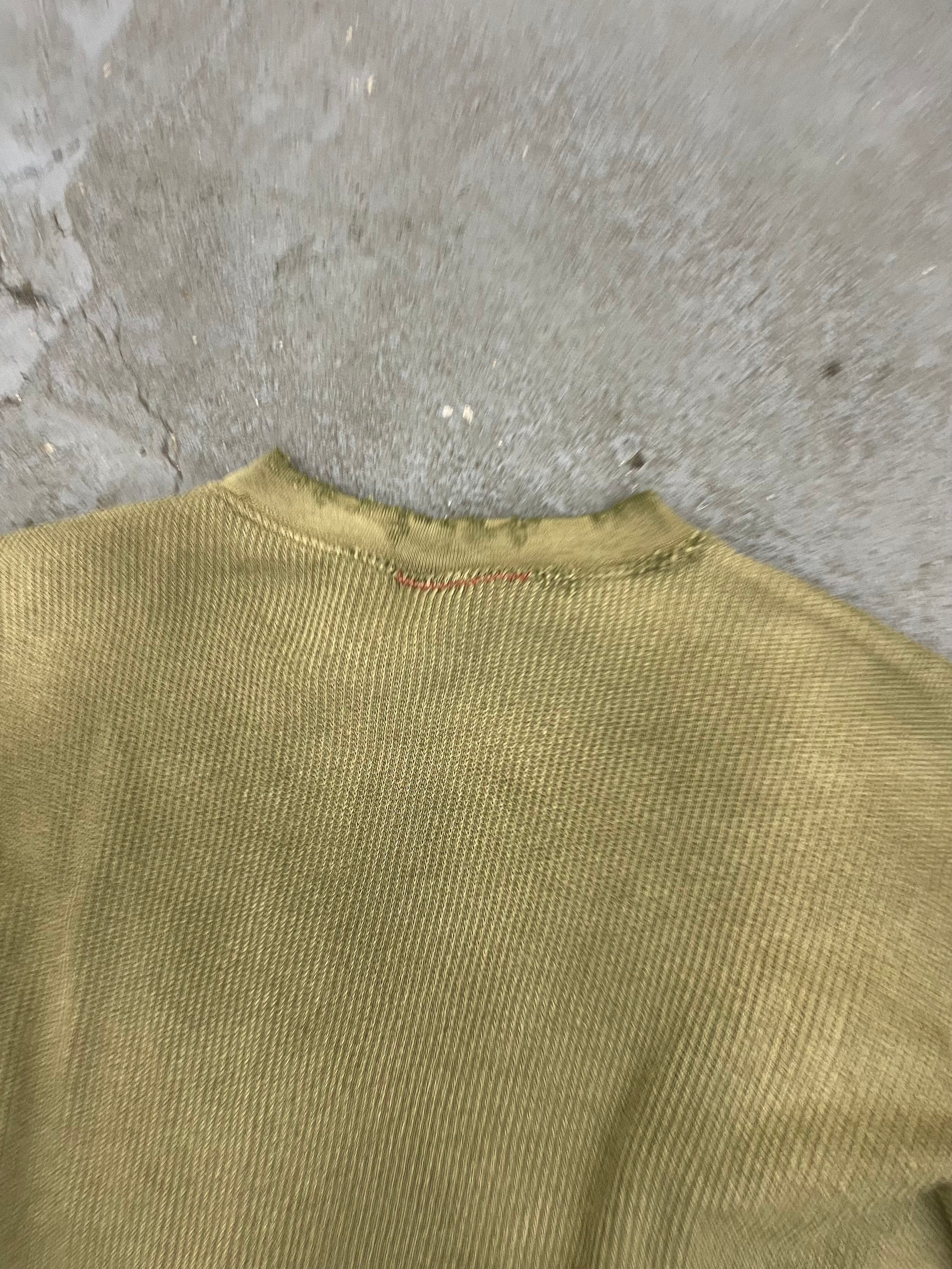 OVERSIZED CROP WAFFLE KNIT - AGED MILITARY GREEN