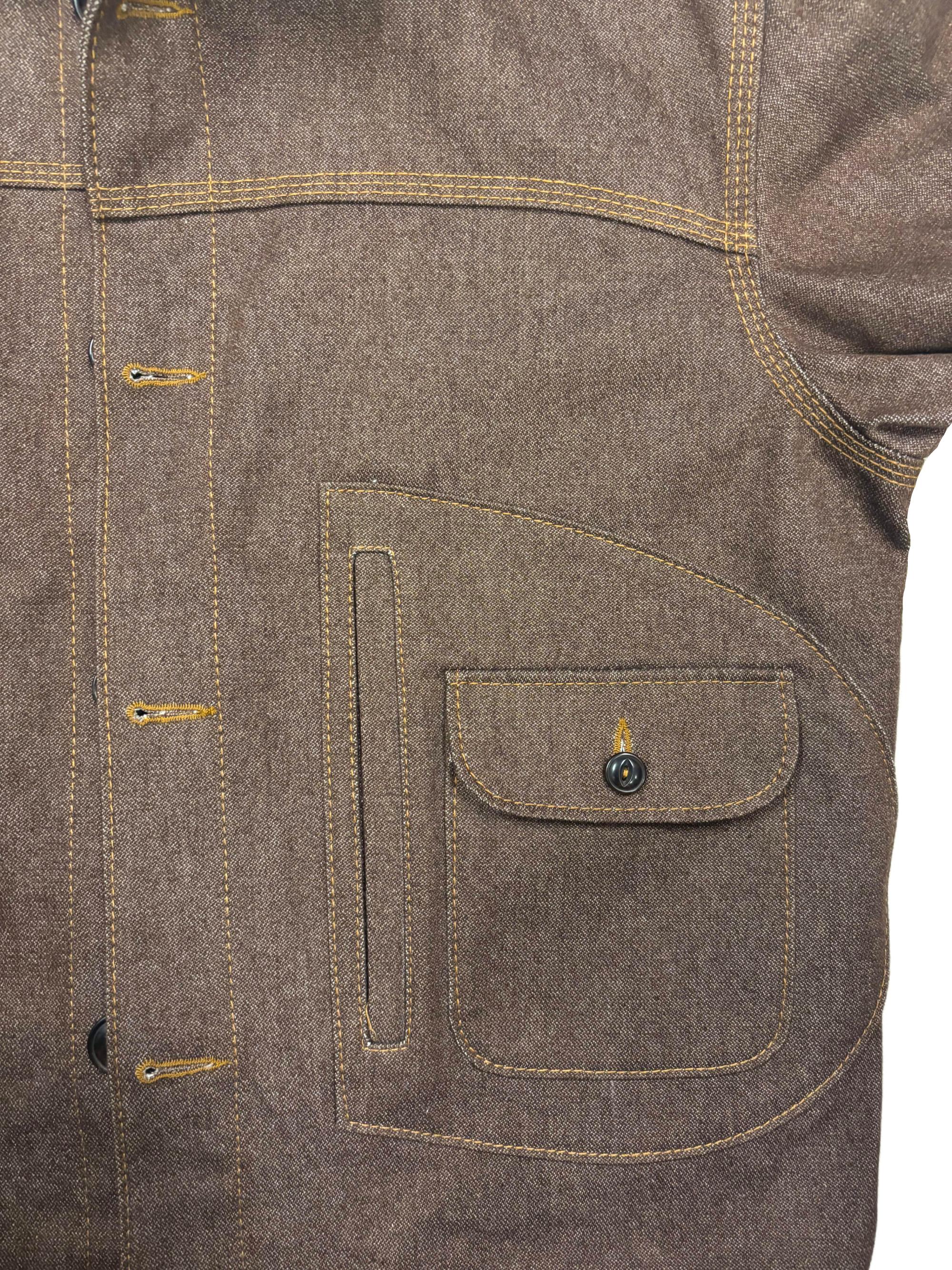 AK/PR/LOT2/JKT/042 Denim Document Jacket with curved yoke and White selvedge - BROWN
