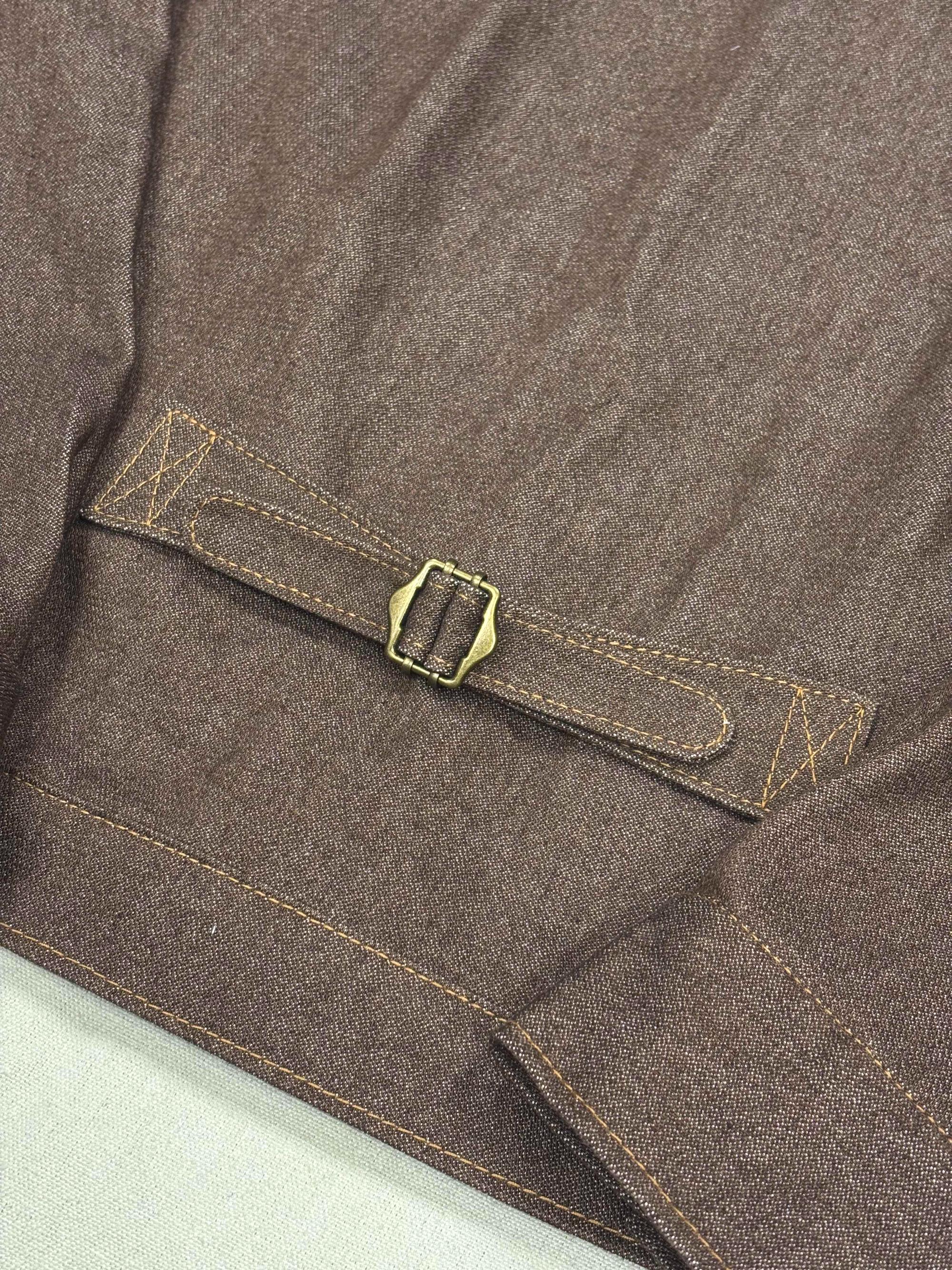 AK/PR/LOT2/JKT/042 Denim Document Jacket with curved yoke and White selvedge - BROWN