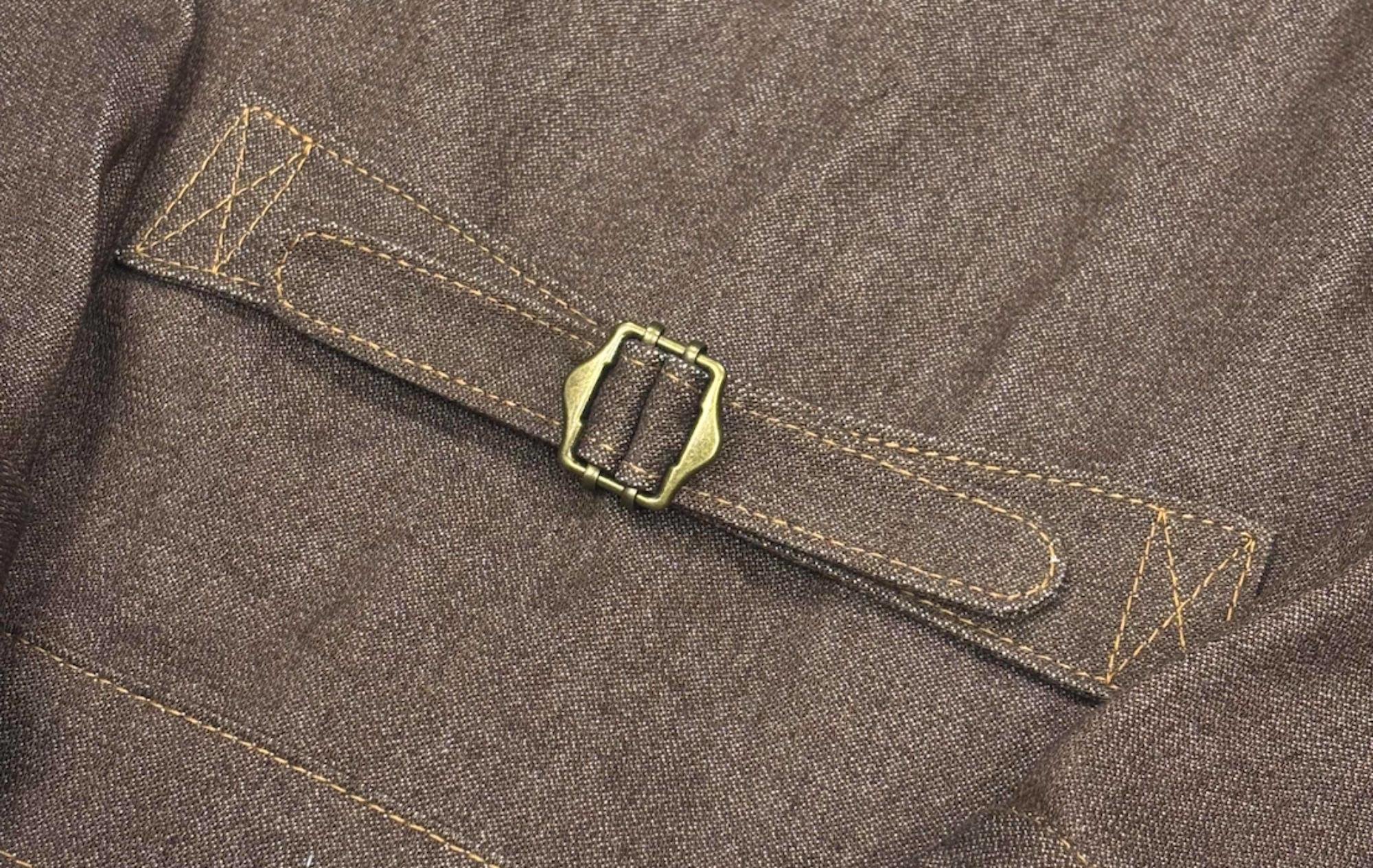 AK/PR/LOT2/JKT/042 Denim Document Jacket with curved yoke and White selvedge - BROWN