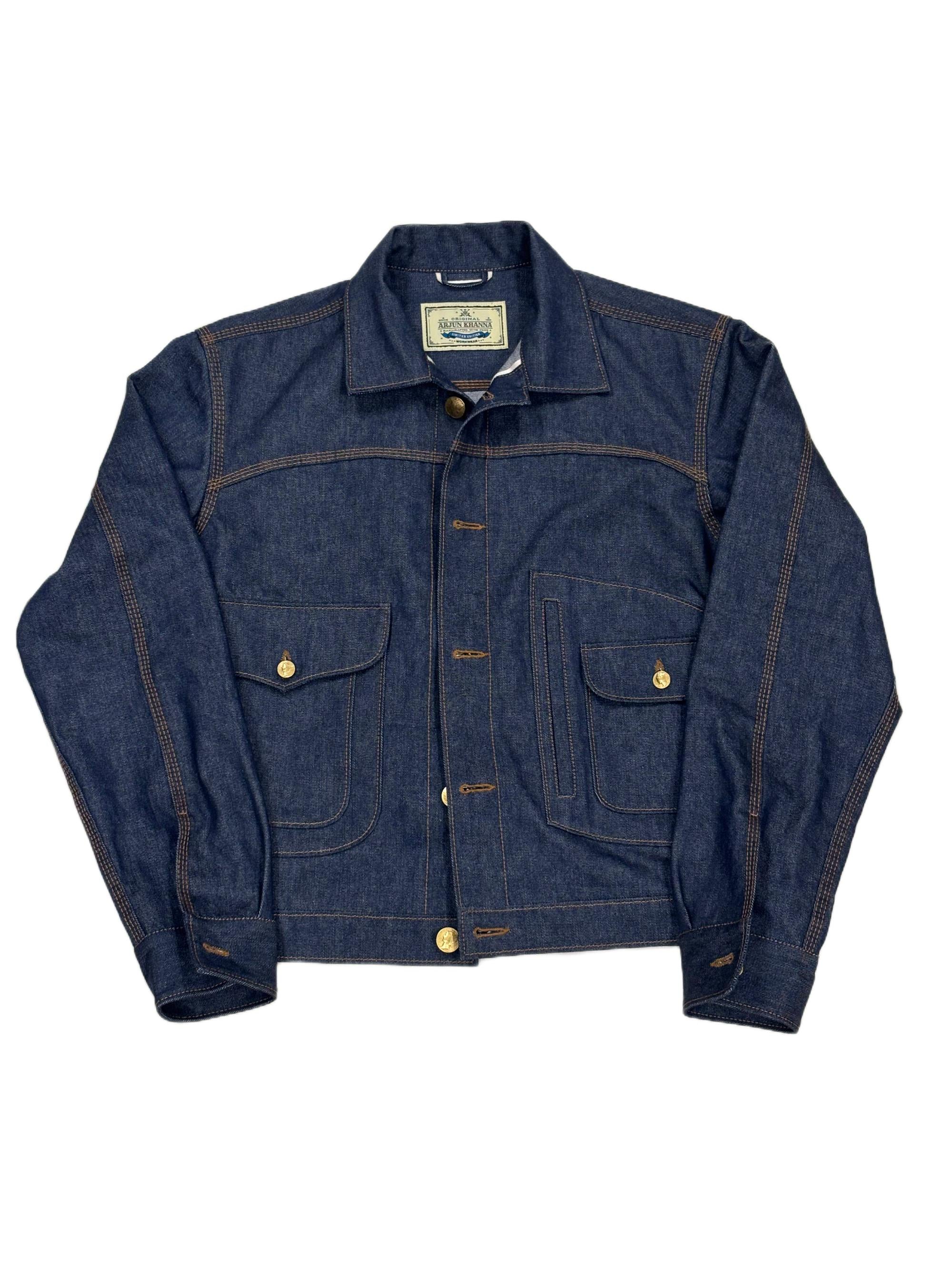 AK/PR/LOT2/JKT/043 Denim Document Jacket with curved yoke and White selvedge - DENIM BLUE