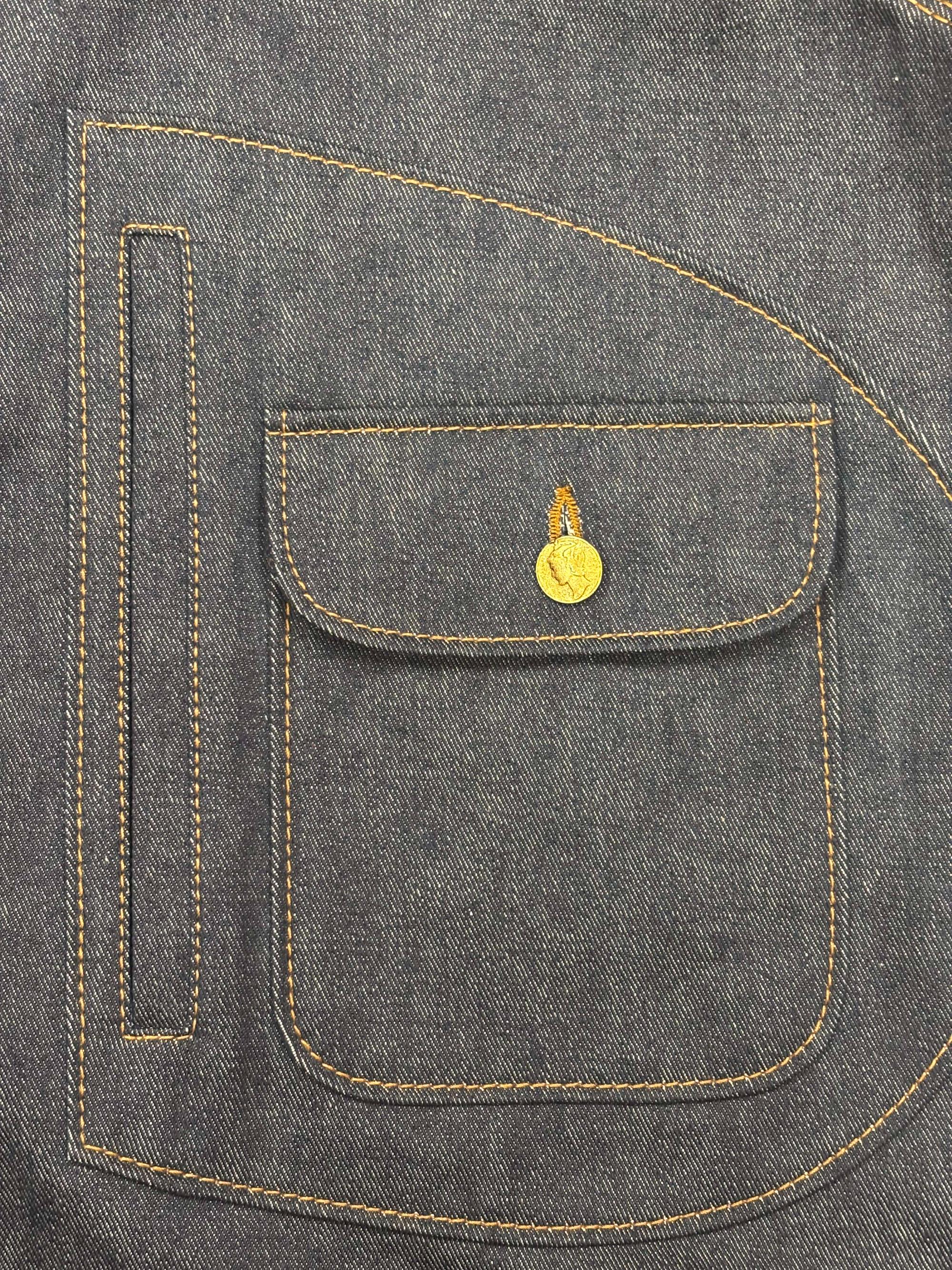 AK/PR/LOT2/JKT/043 Denim Document Jacket with curved yoke and White selvedge - DENIM BLUE