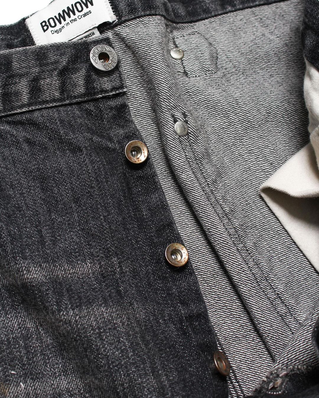 30S BLACK DENIM PANTS REPAIRED - BLACK AGING