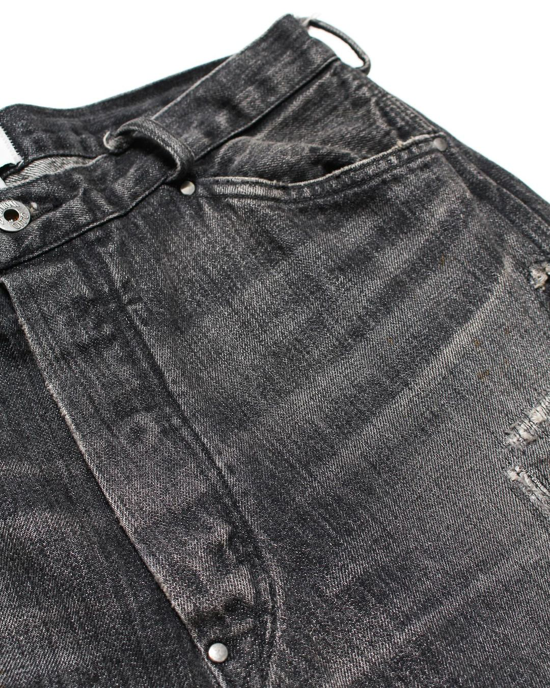 30S BLACK DENIM PANTS REPAIRED - BLACK AGING