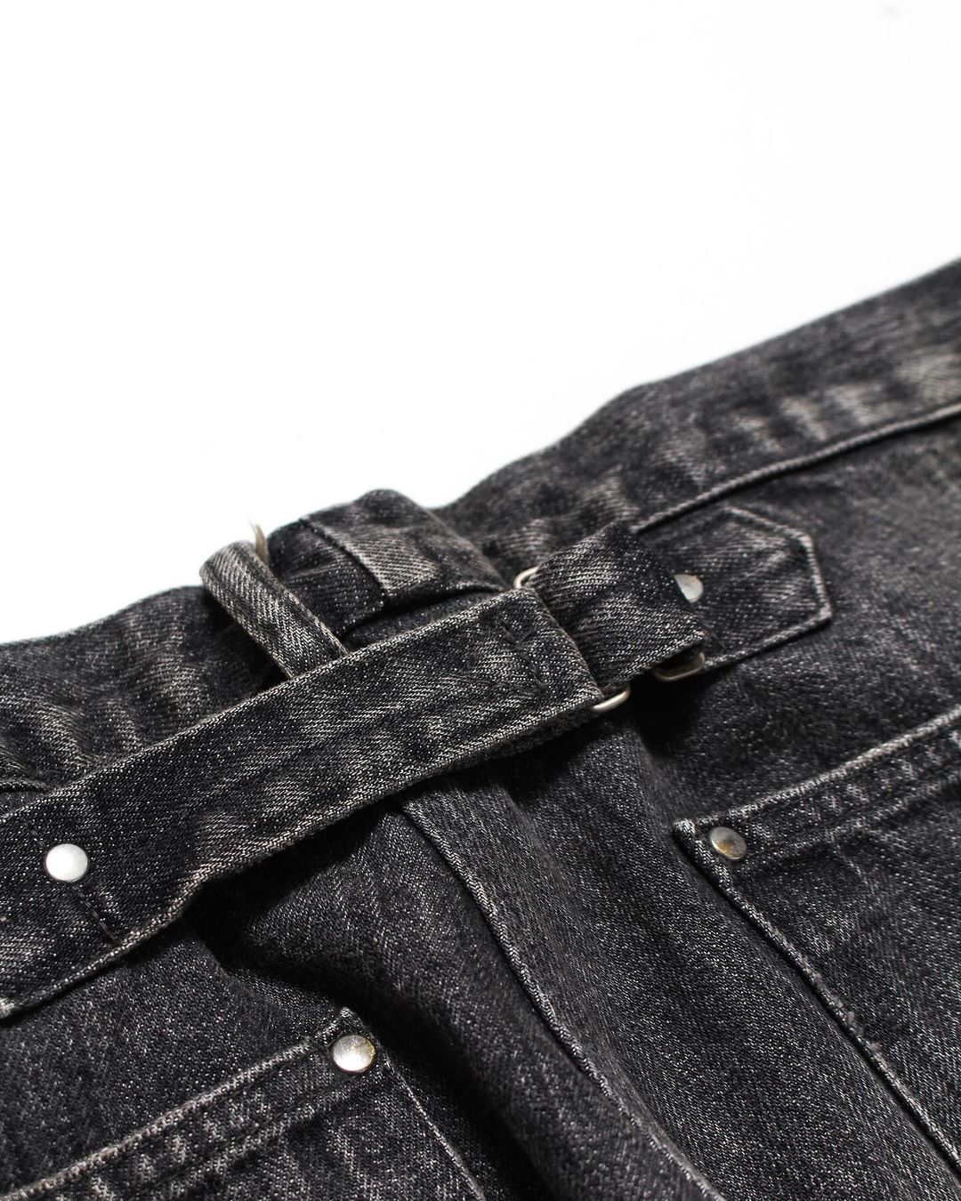 30S BLACK DENIM PANTS REPAIRED - BLACK AGING