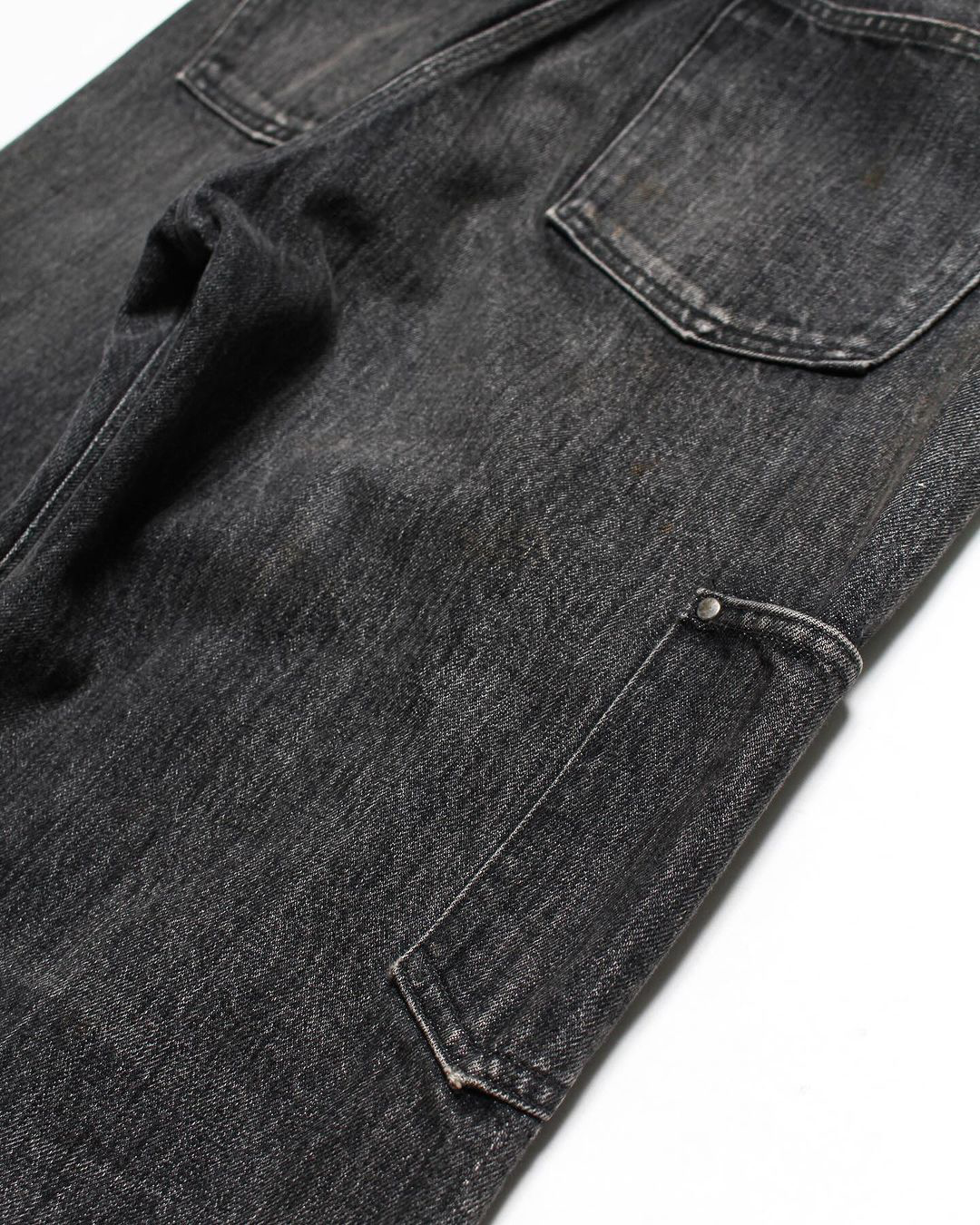 30S BLACK DENIM PANTS REPAIRED - BLACK AGING