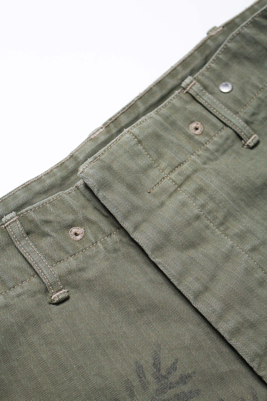 USMC P-44 HBT CAMO SPRAY TROUSERS AGED - AGED CAMO SPRAY OD