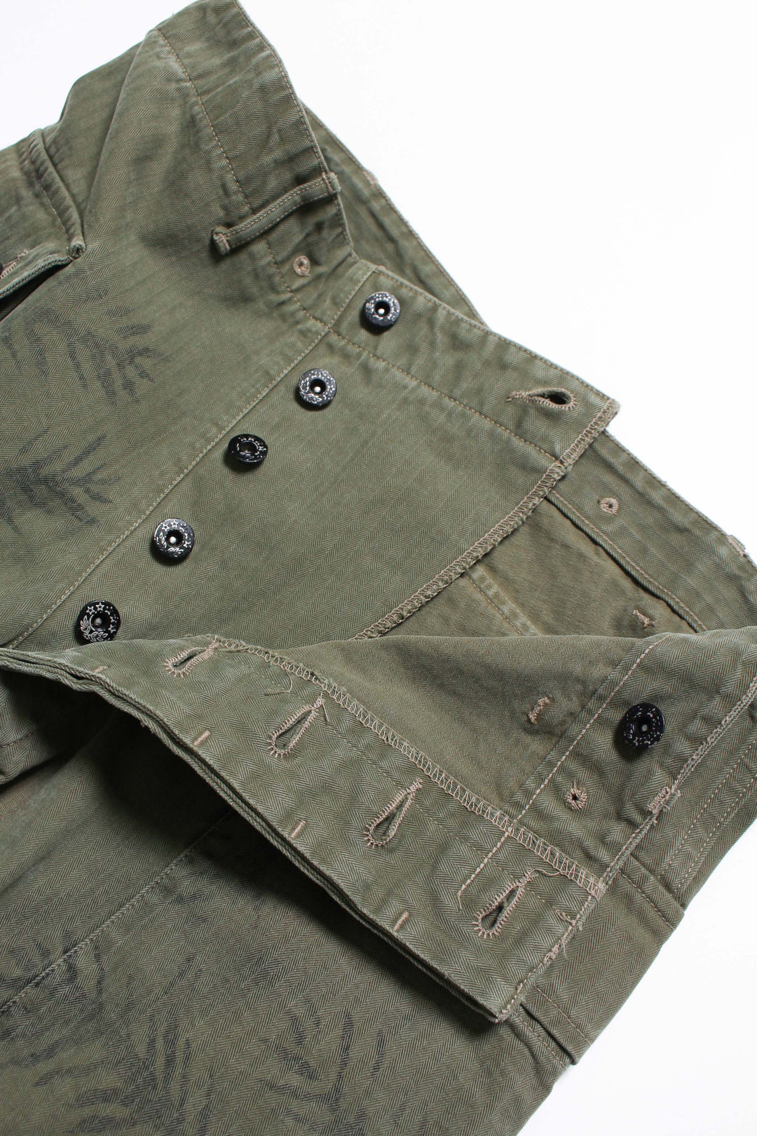 USMC P-44 HBT CAMO SPRAY TROUSERS AGED - AGED CAMO SPRAY OD