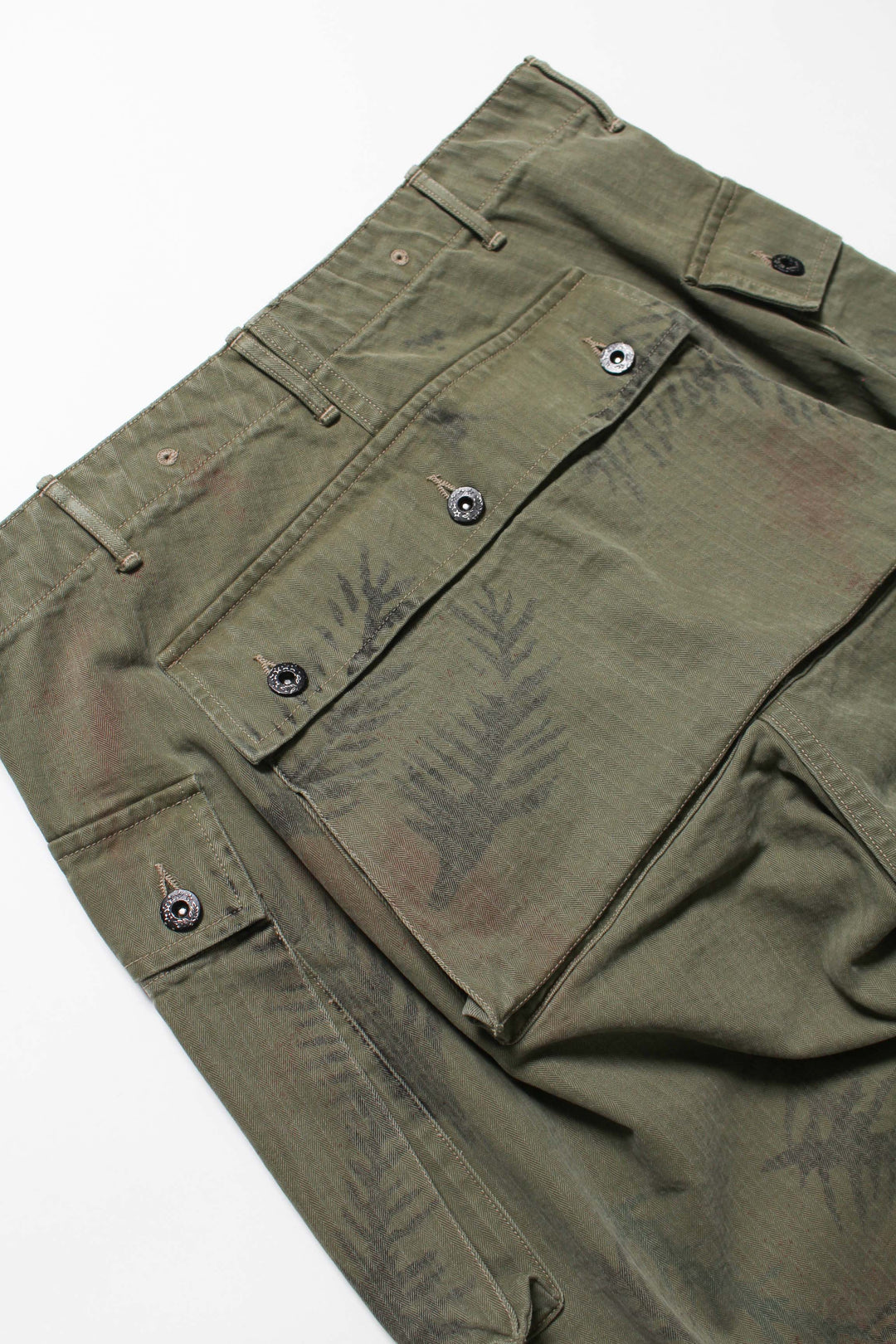 USMC P-44 HBT CAMO SPRAY TROUSERS AGED - AGED CAMO SPRAY OD