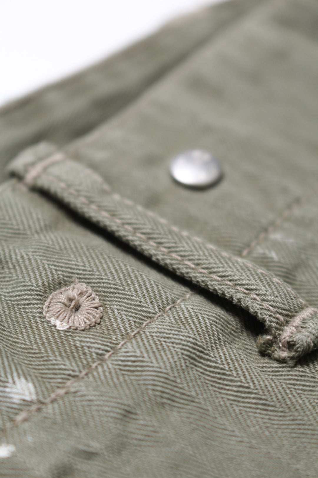 PAINT STAINED USMC P-44 HBT TROUSERS - PAINT STAINED OD