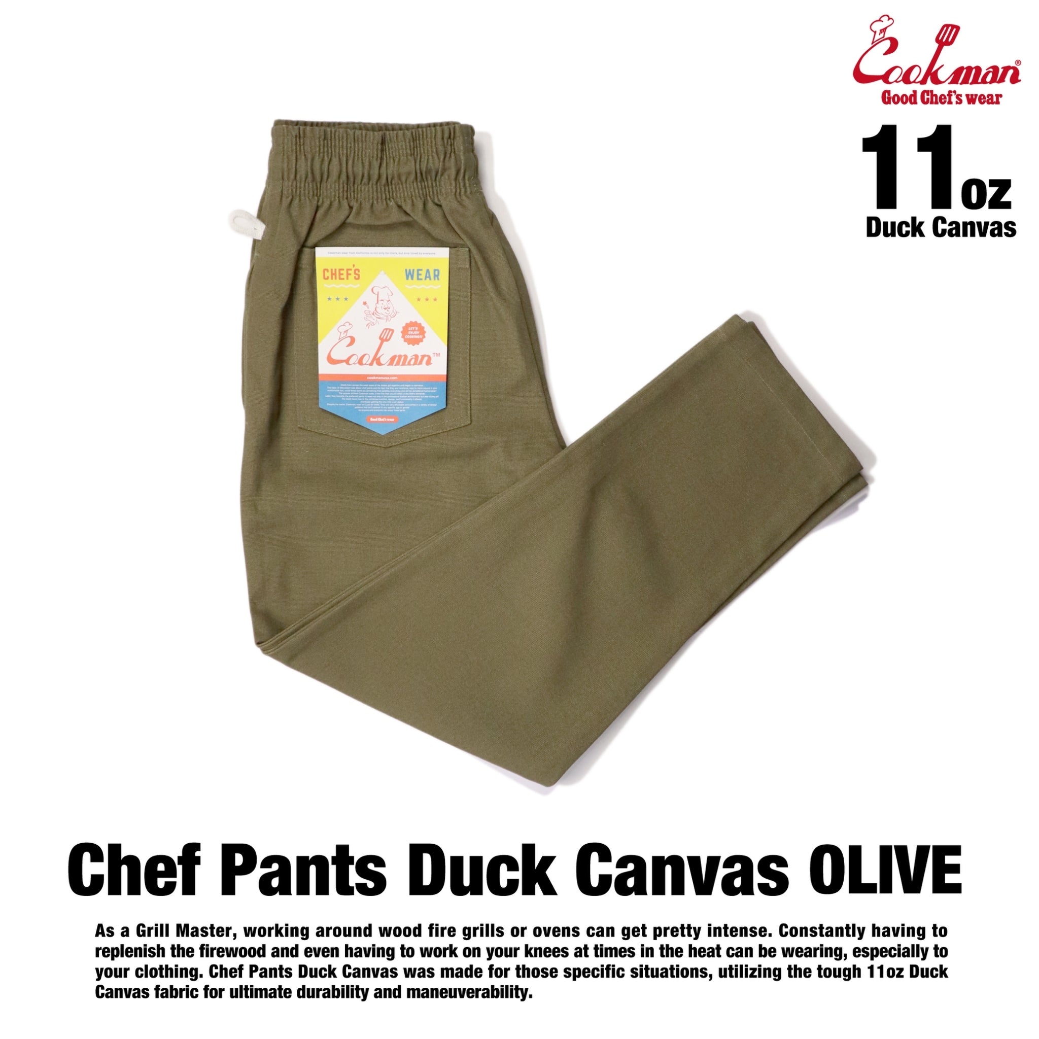 CHEF PANTS DUCK CANVAS - OLIVE GREEN