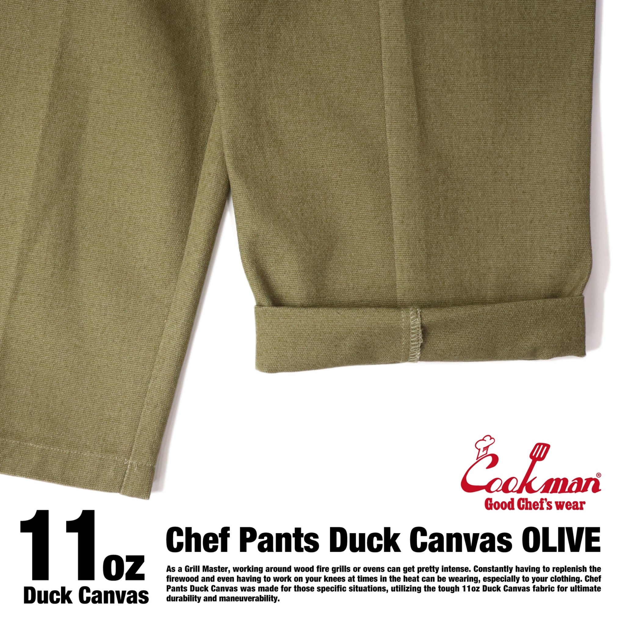 CHEF PANTS DUCK CANVAS - OLIVE GREEN