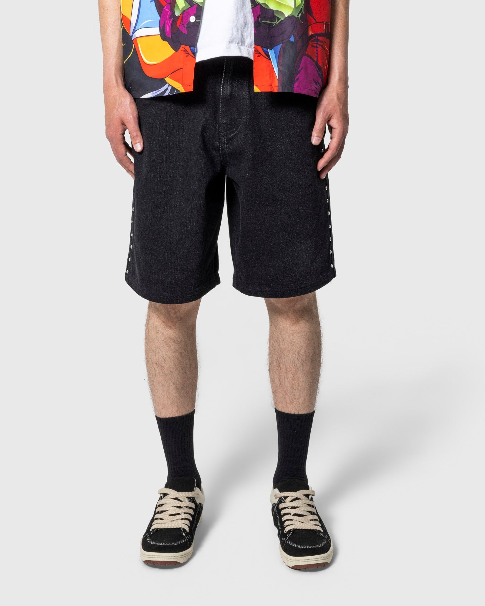 LUCKY STUDDED JORTS - BLACK