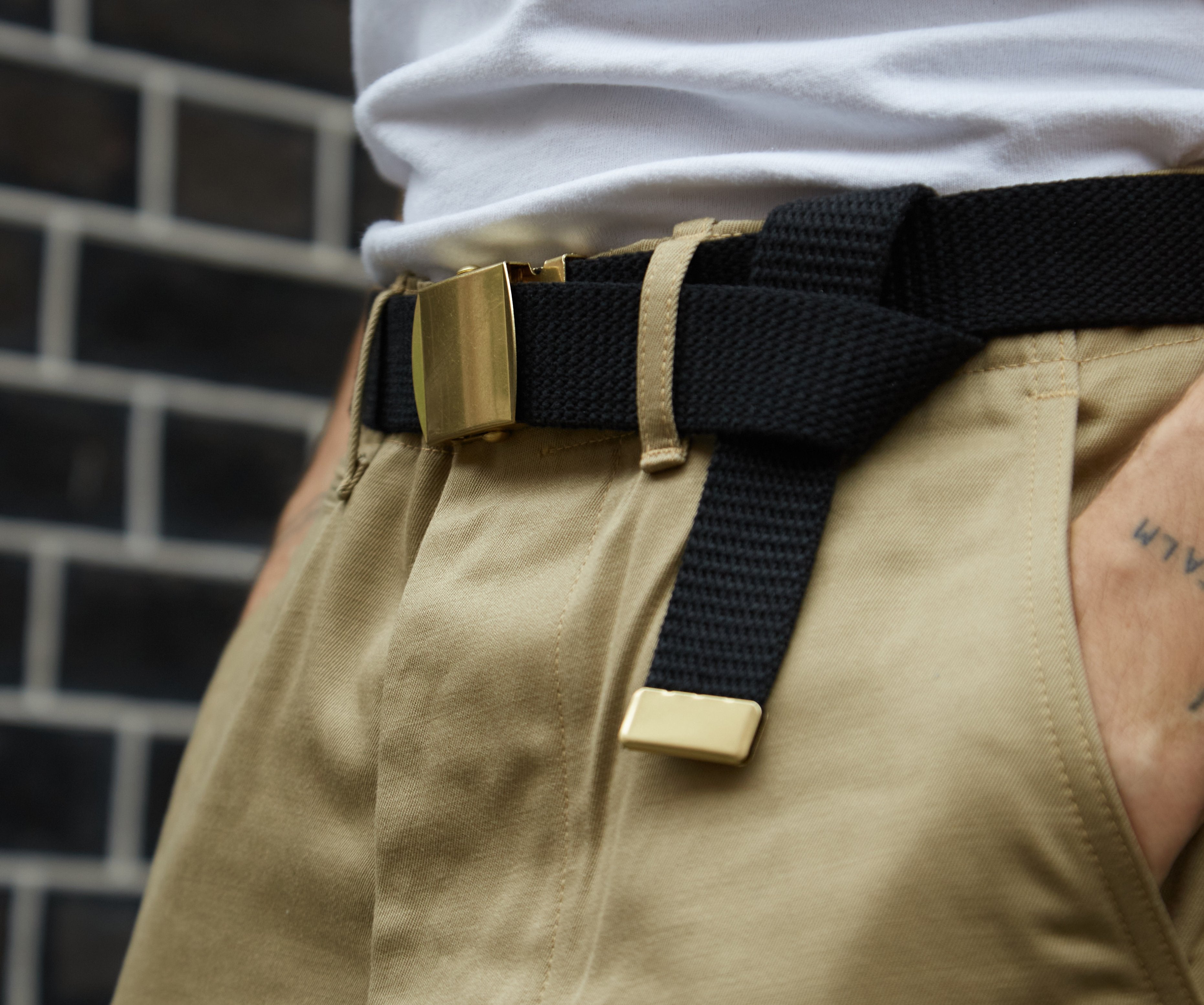 WHITE TROUSER UNIFORM BELT -  BLACK