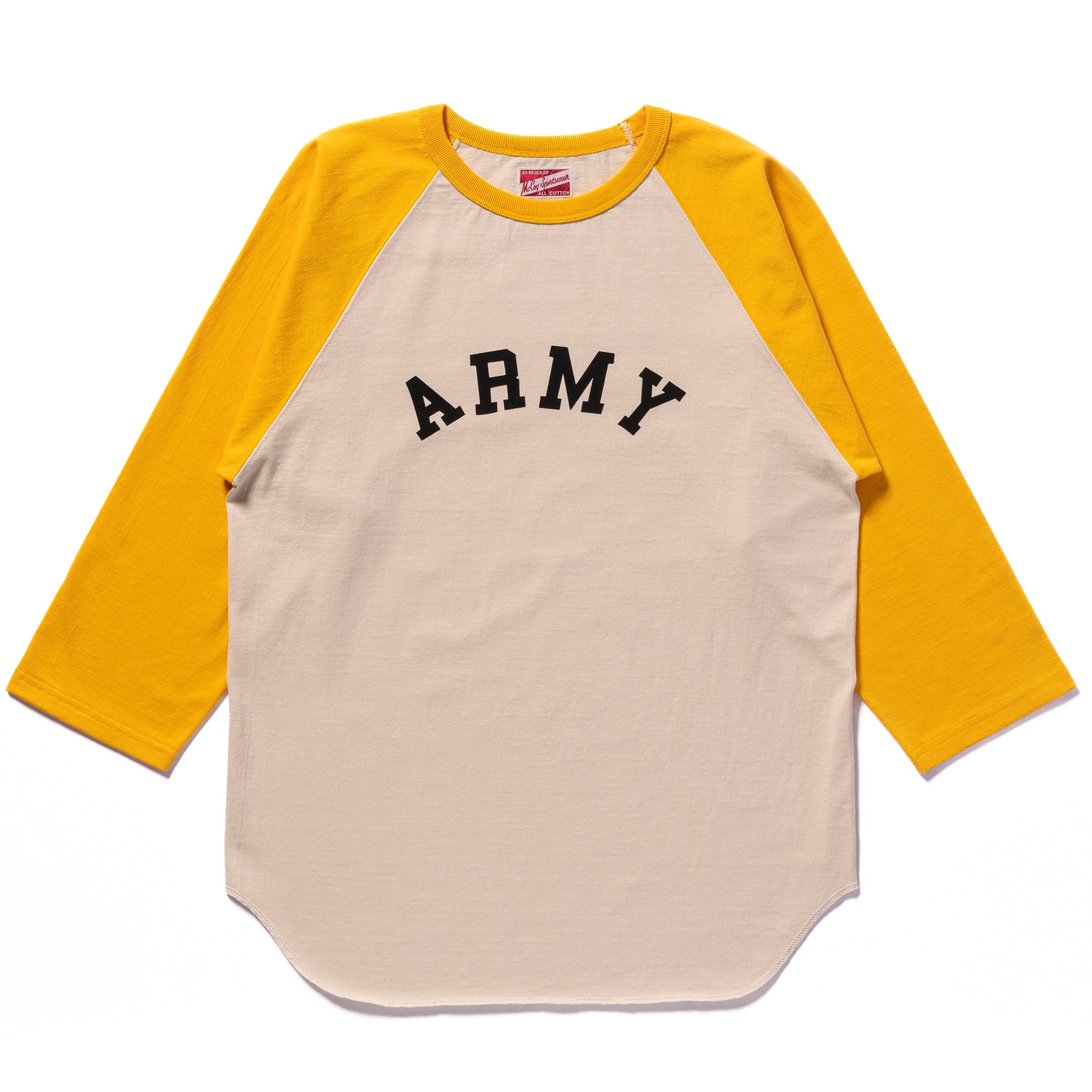 MILITARY BASEBALL TEE / ARMY - ECRU/YELLOW