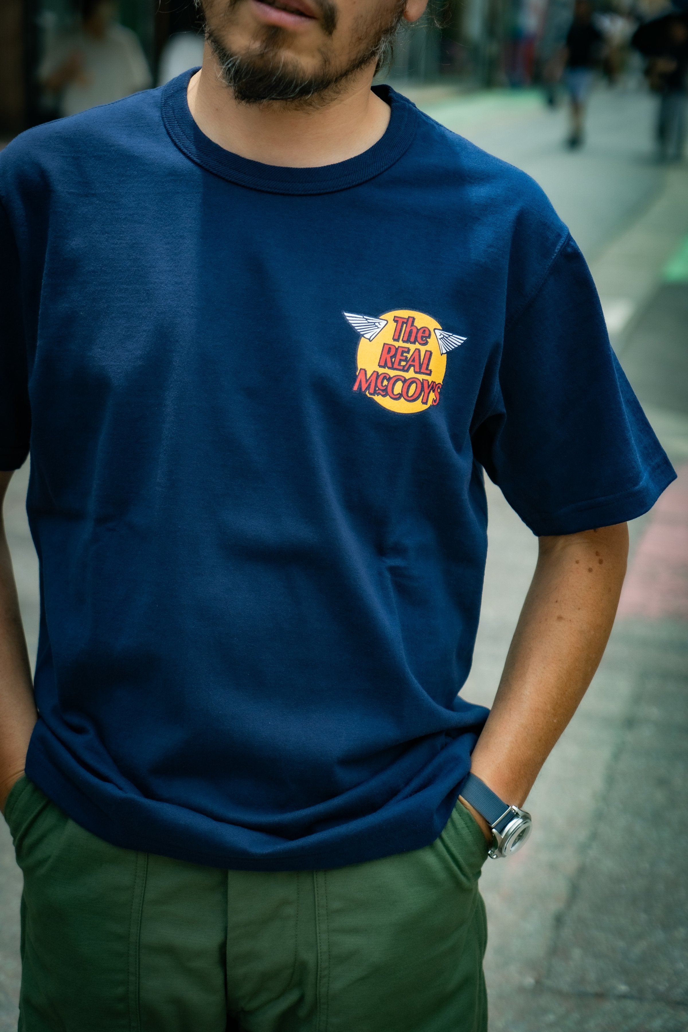 THE REAL MCCOY'S LOGO TEE S/S - NAVY