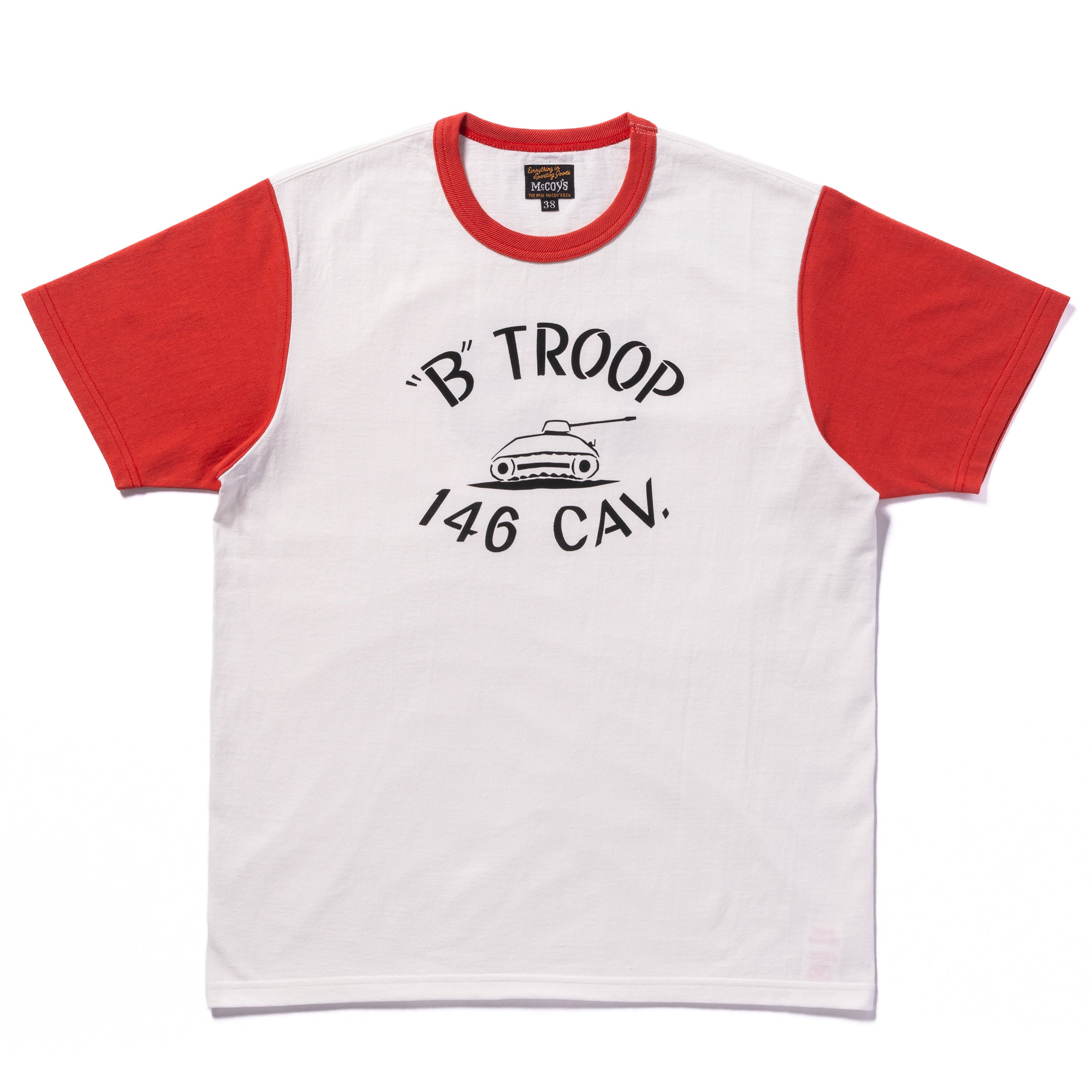 MILITARY TEE /  B  TROOP - MILK/SCARLET