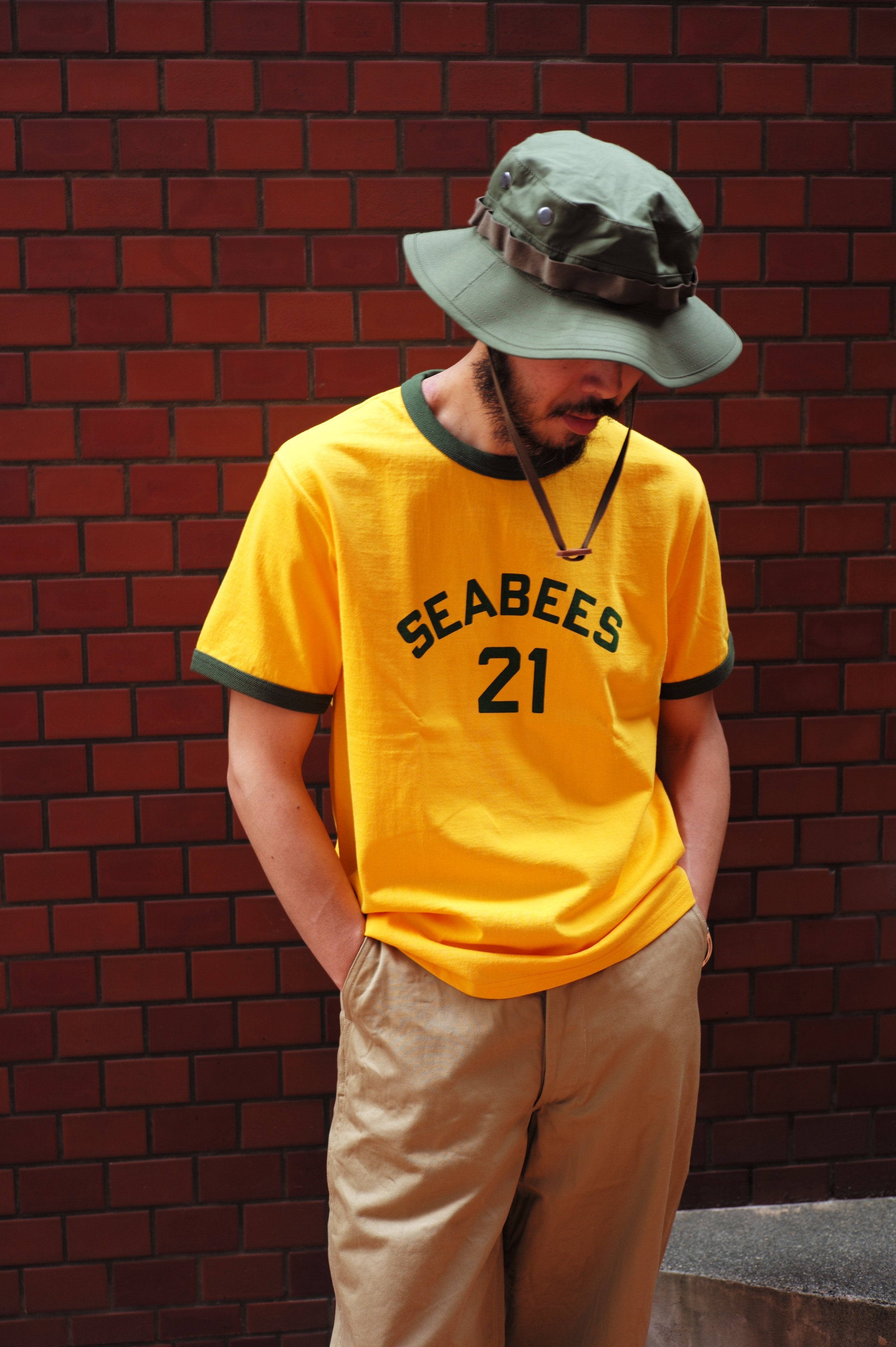 MILITARY TEE / SEABEES 21 - YELLOW/FOREST