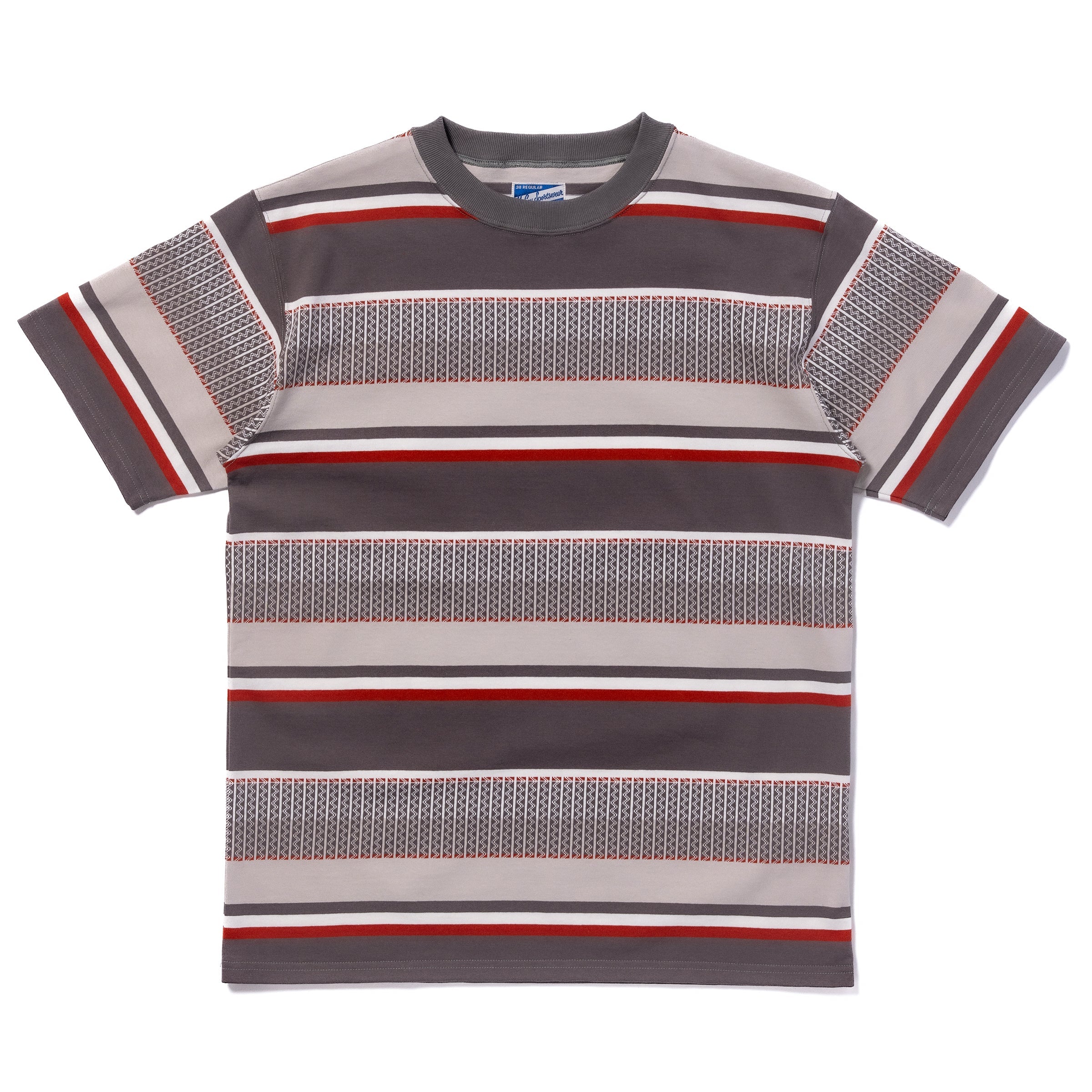 JACQUARD KNIT STRIPE TEE - GREY