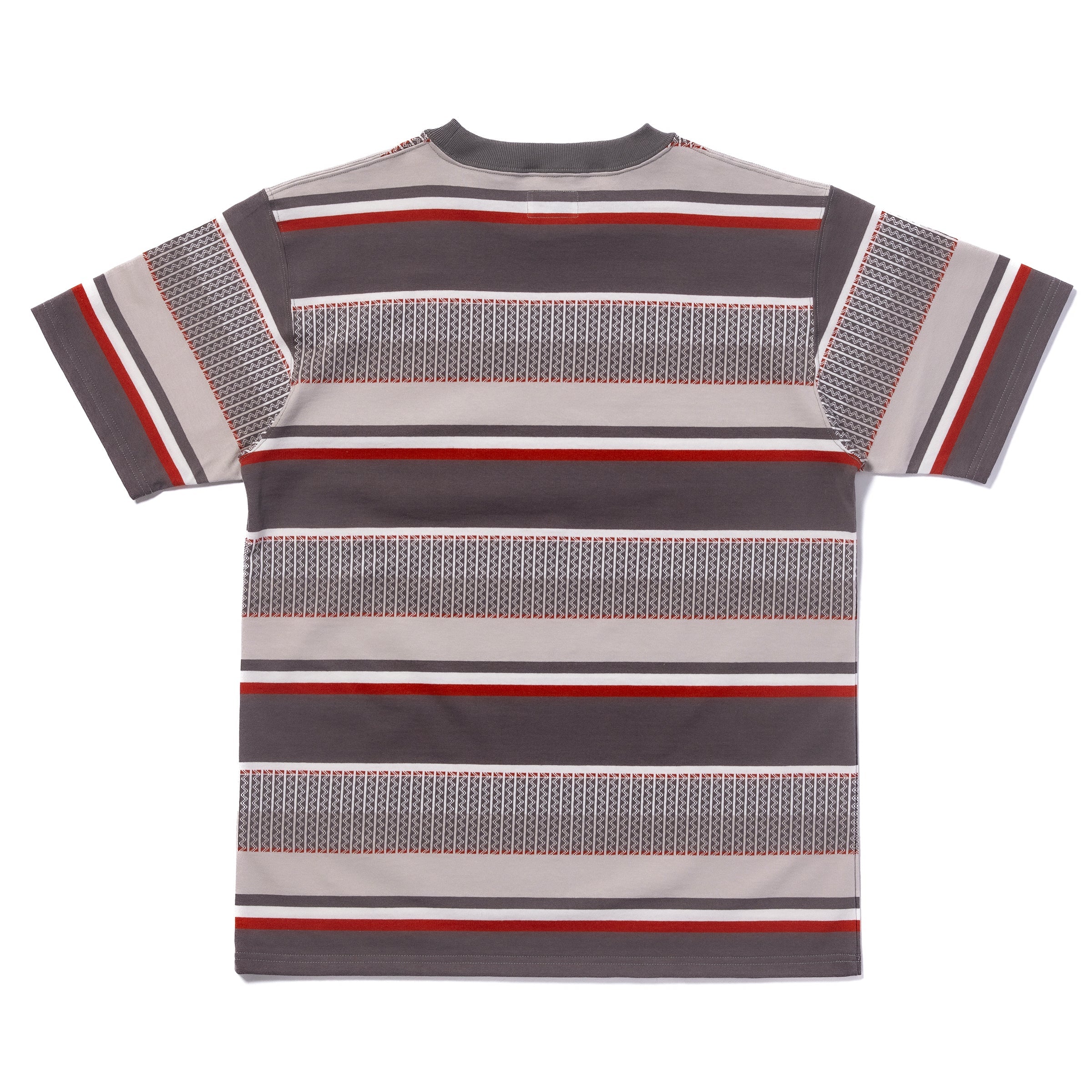 JACQUARD KNIT STRIPE TEE - GREY