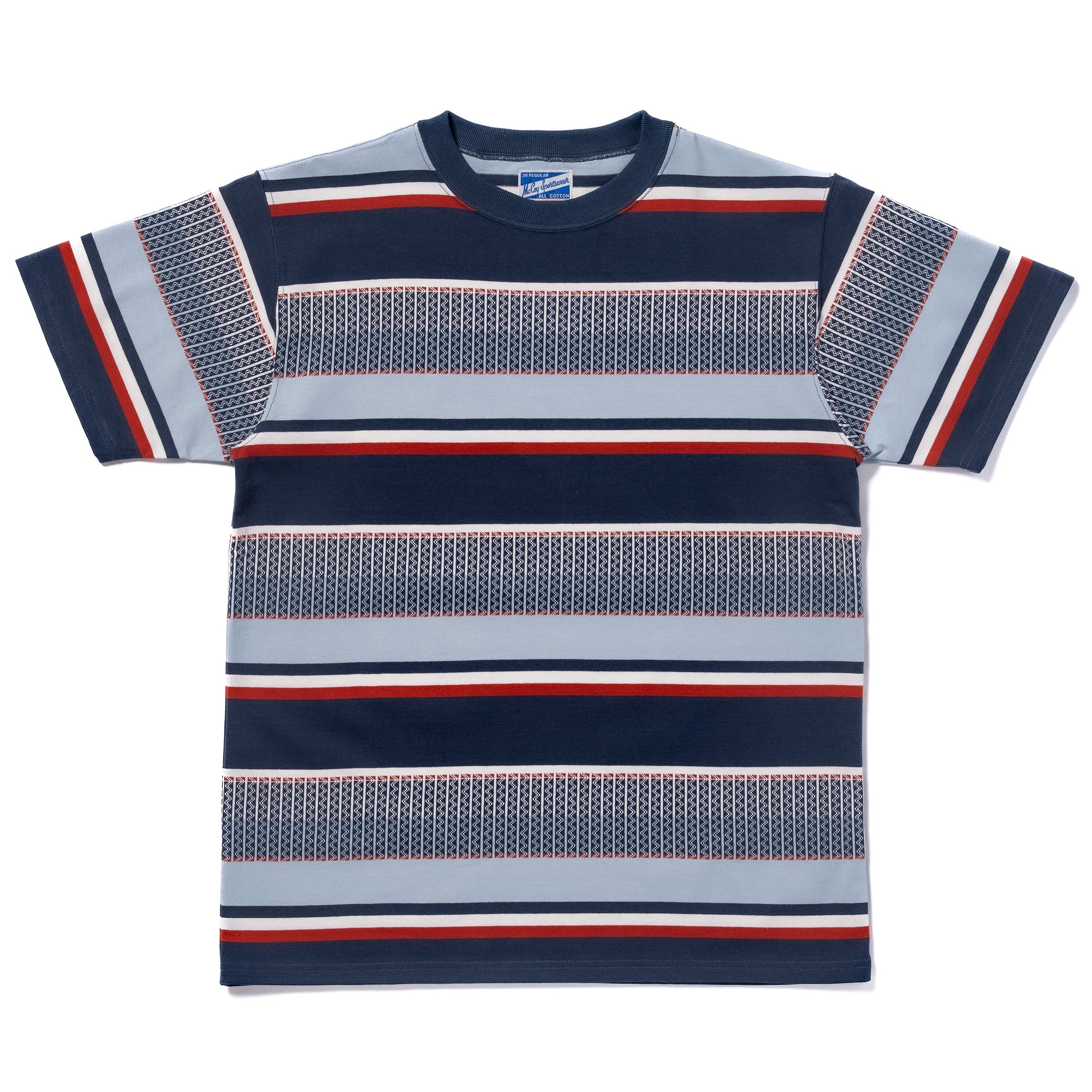 JACQUARD KNIT STRIPE TEE - NAVY