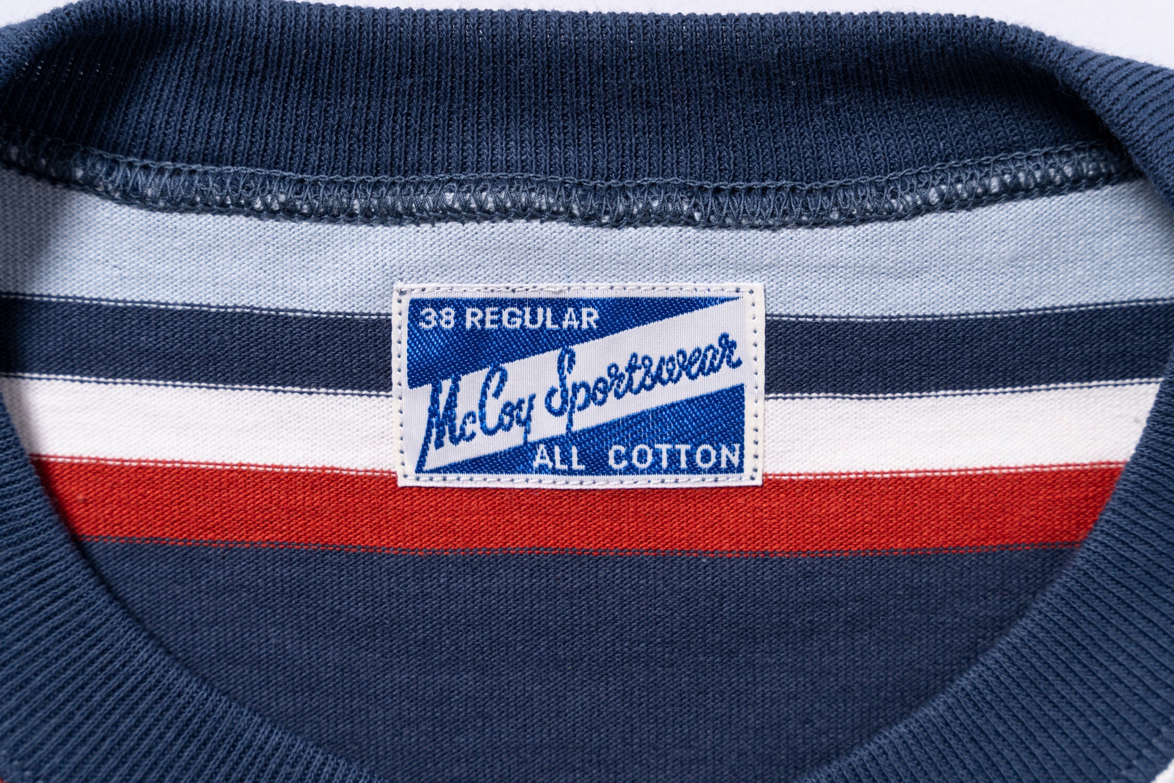 JACQUARD KNIT STRIPE TEE - NAVY