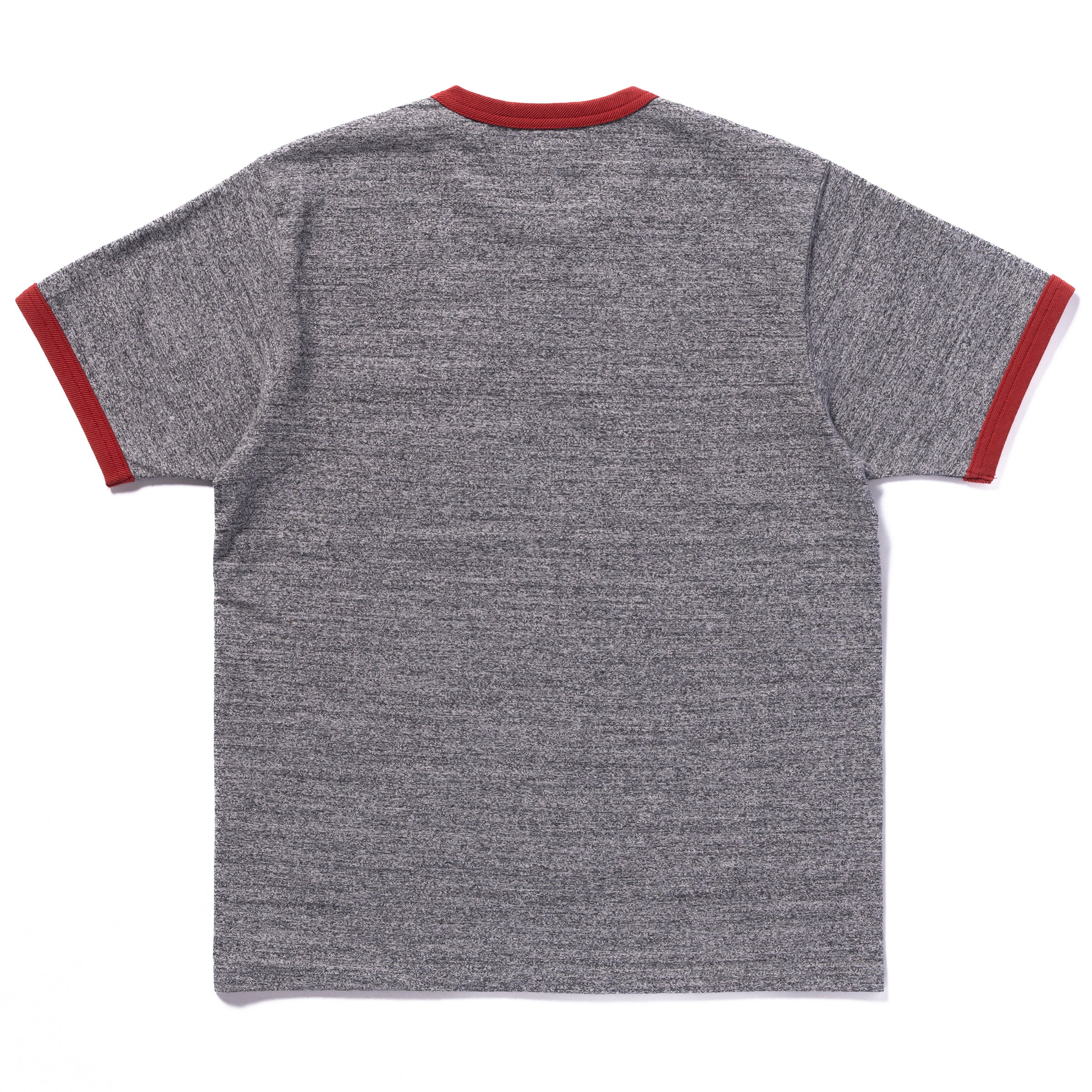 POCKET TEE / HEATHER GRAY RINGER - GRAY/CHERRY