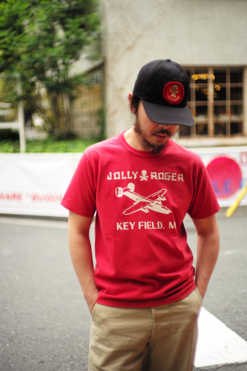 MC25003 MILITARY TEE / JOLLY ROGER KEY FIELD - CHERRY