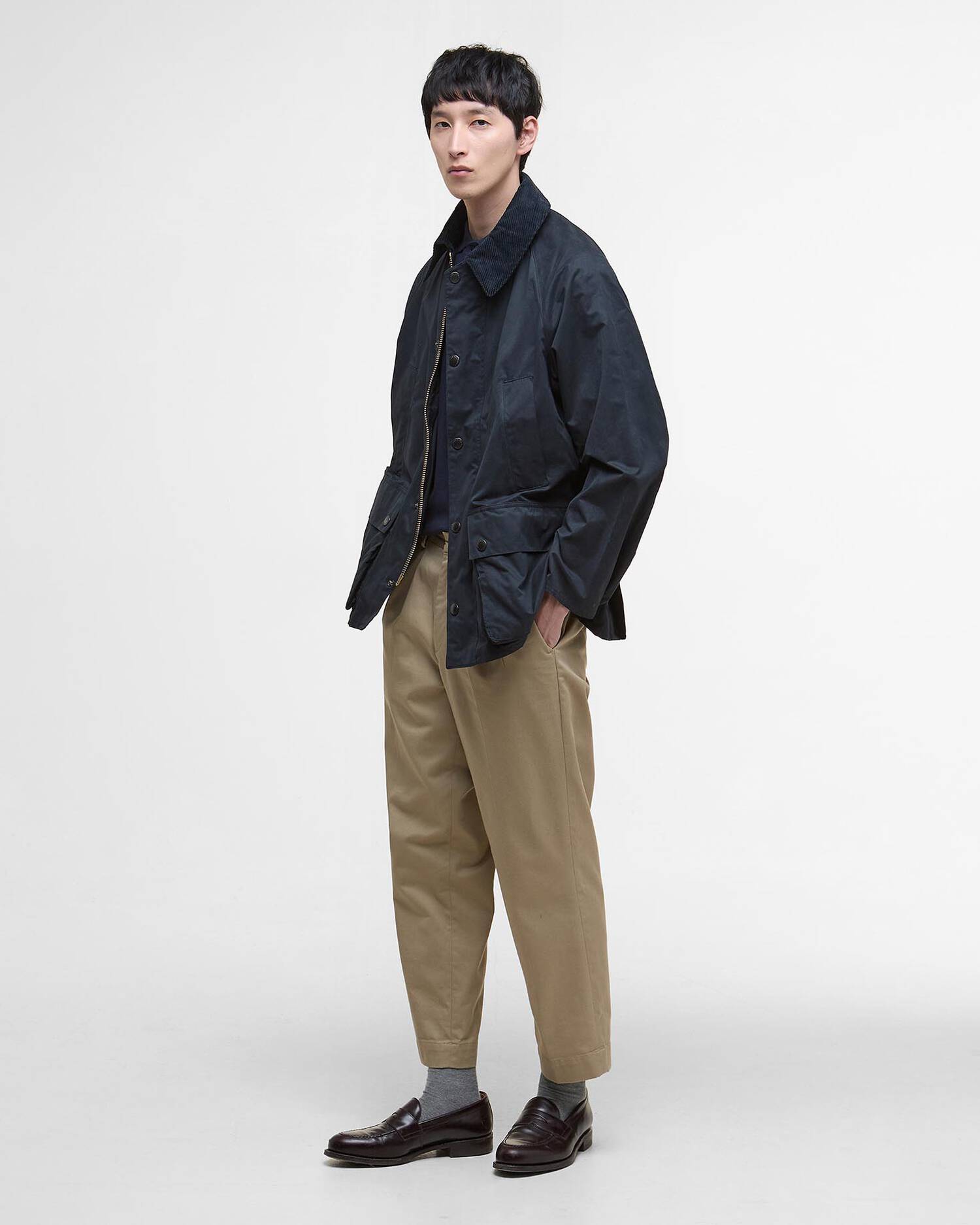 OS PEACHED BEDALE CASUAL JACKET - NAVY