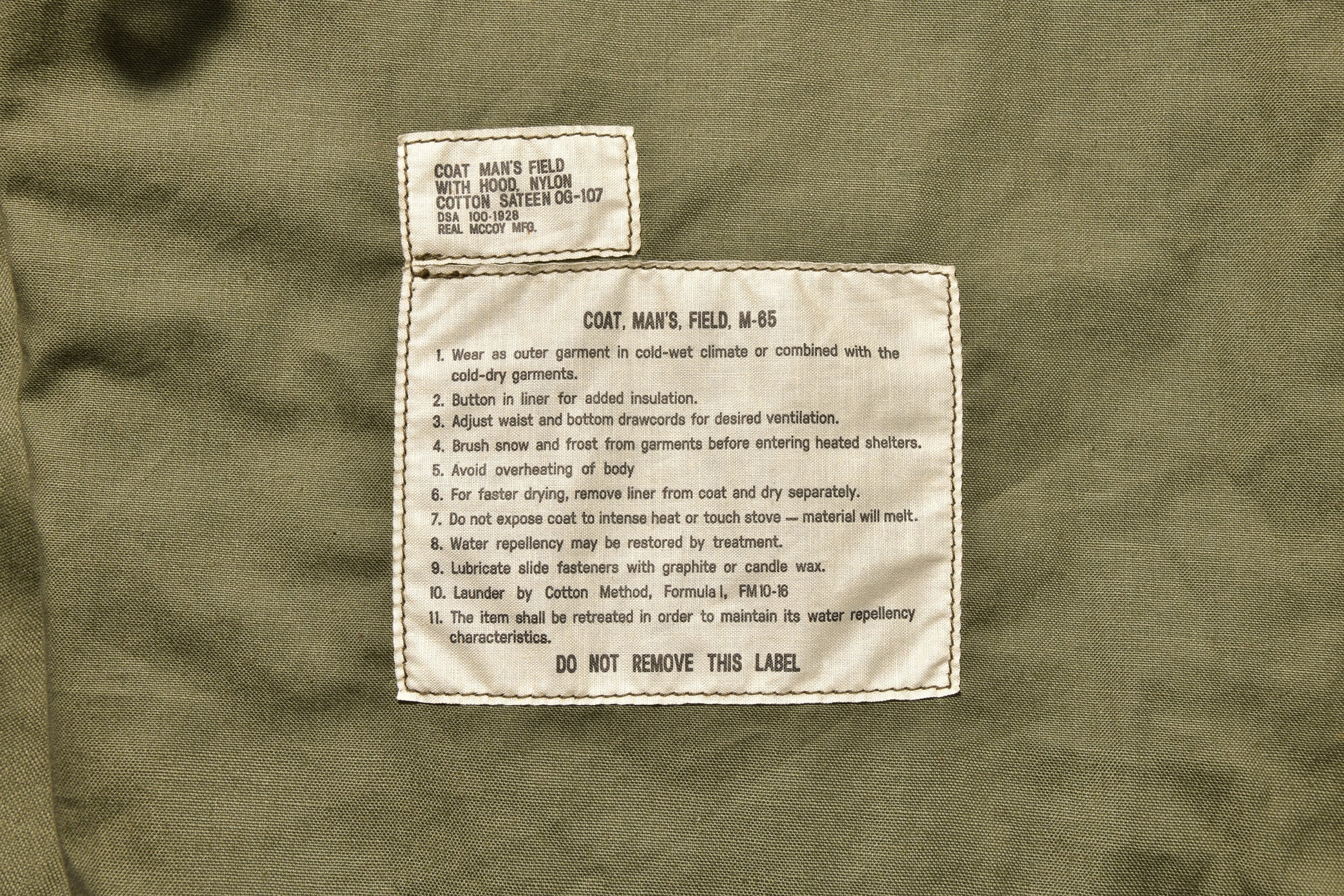 COAT MAN'S FIELD M-65 / EARLY MODEL - OLIVE