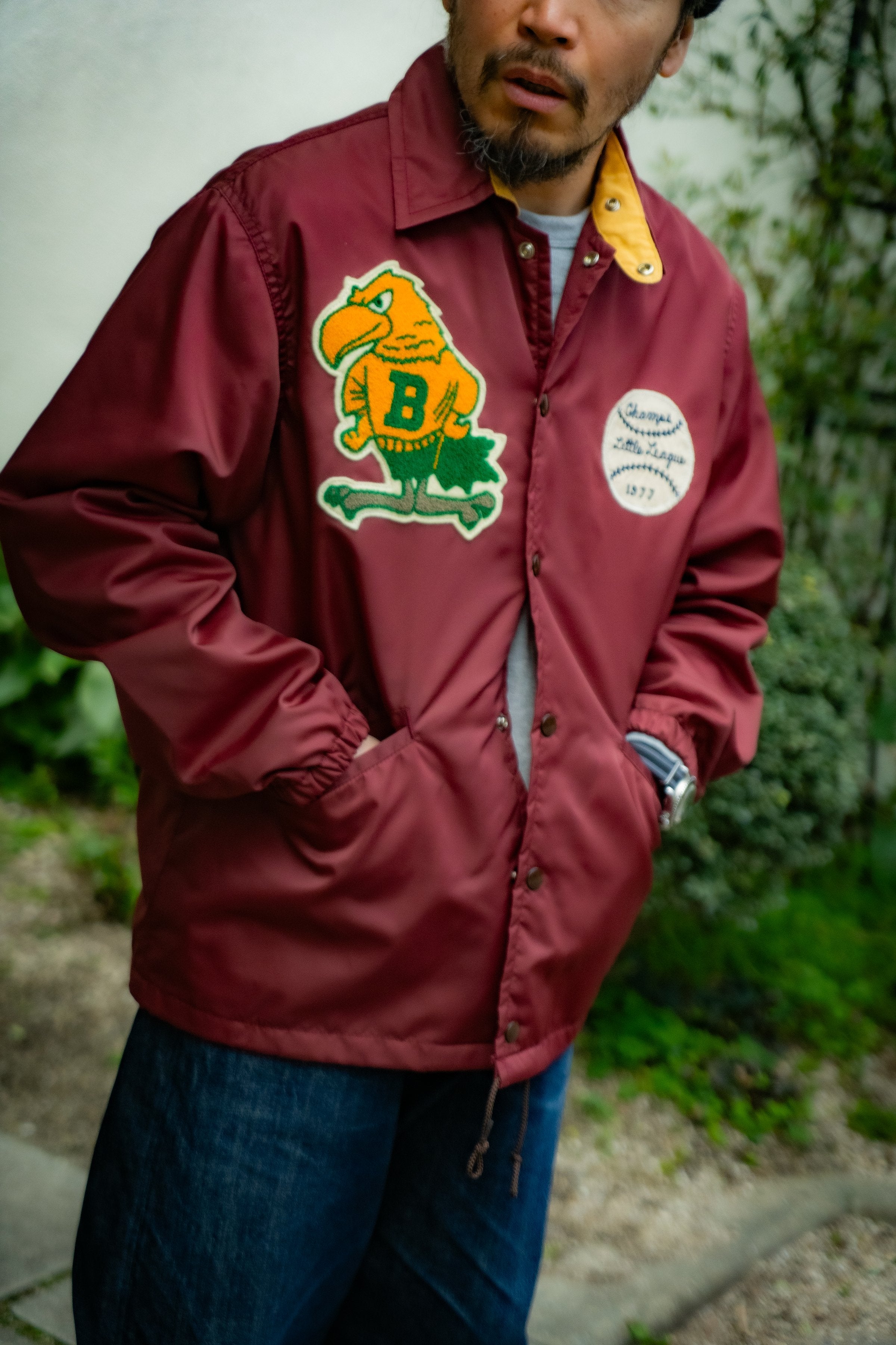 NYLON COACH JACKET / BIRDIES - BURGUNDY