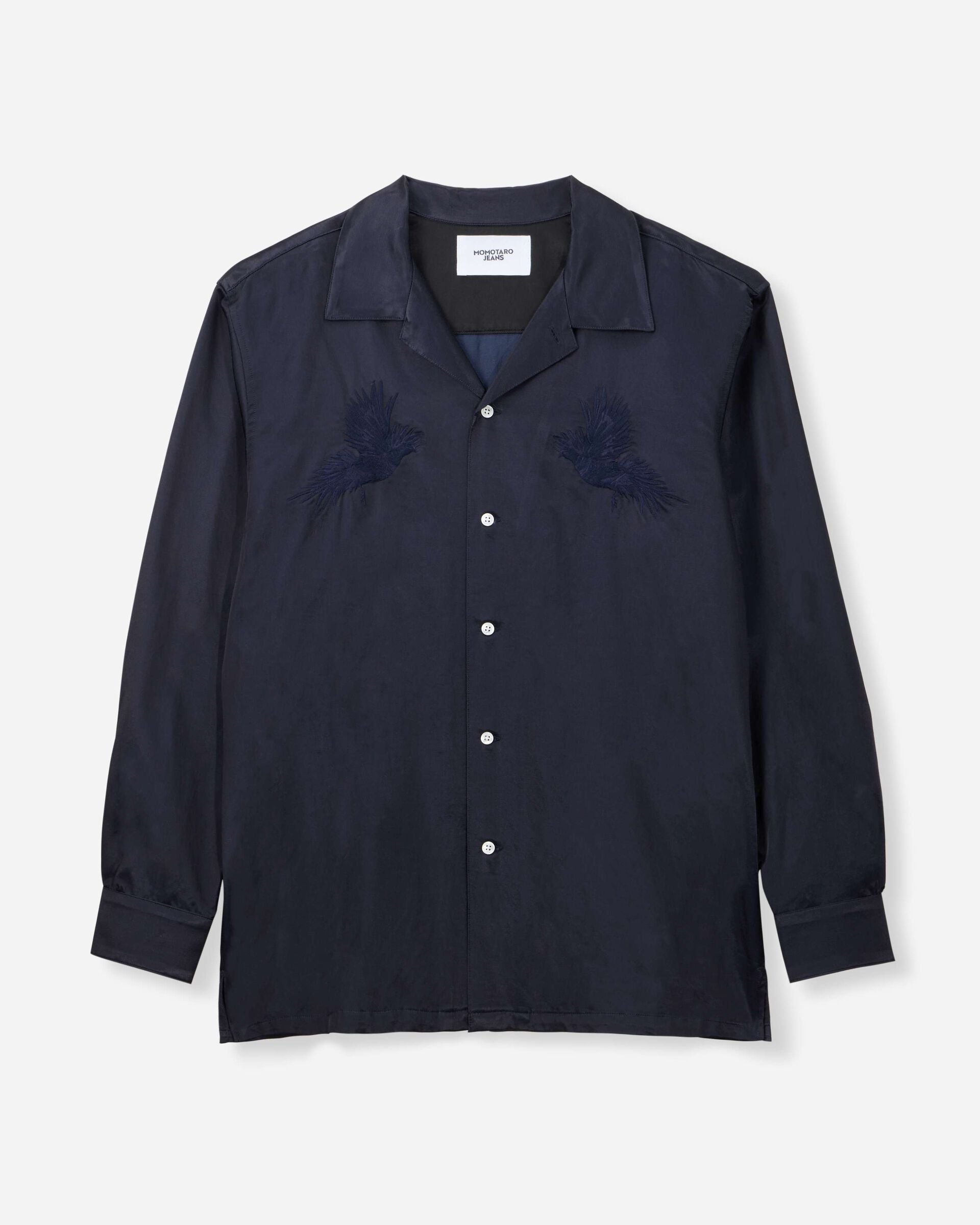 MMLS6007 SATIN SOUVENIR L/S SHIRT - NAVY